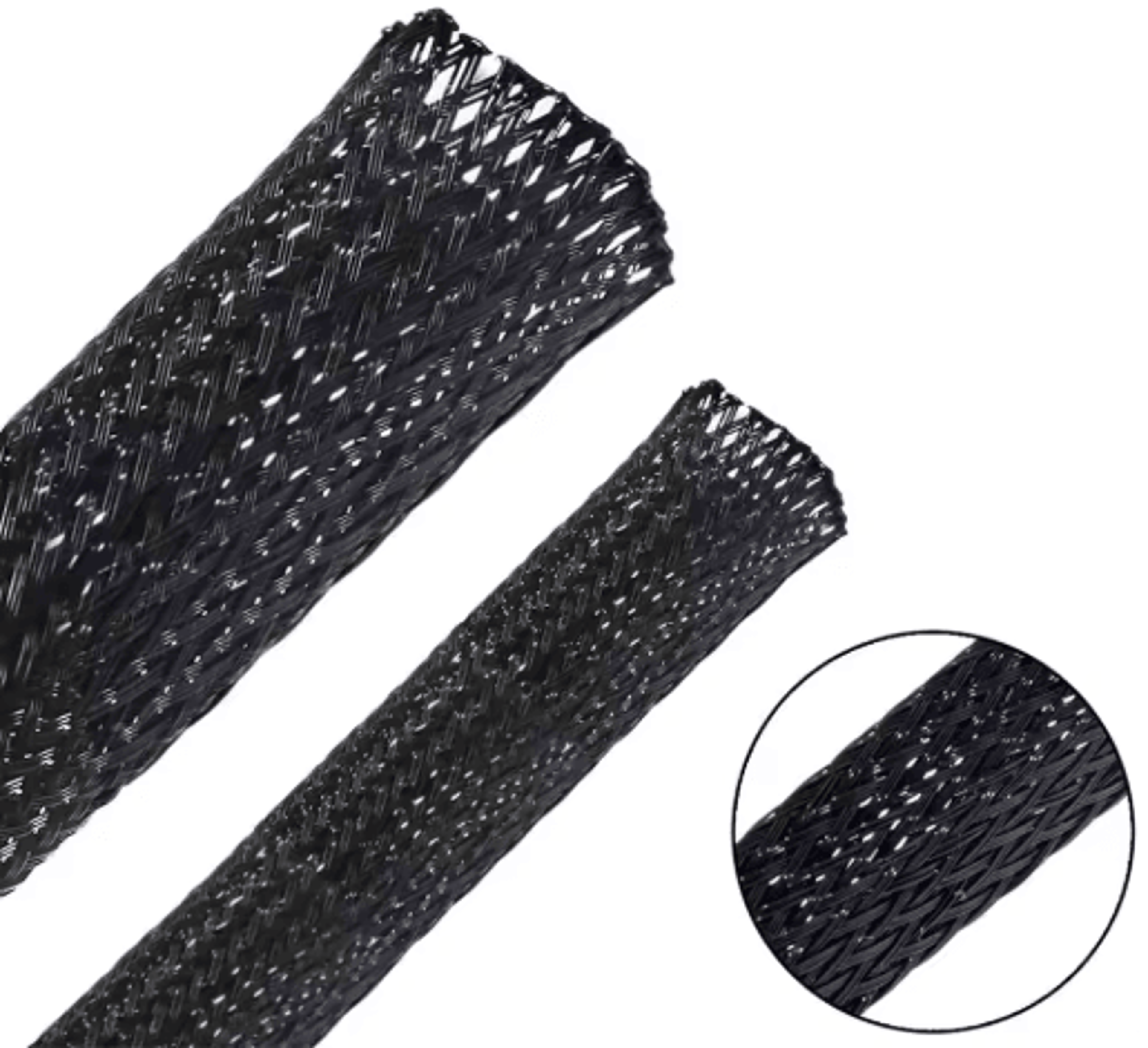 Black PET Braided Cable Sleeving Expandable Wire Protection Sleeve 4 To 25mm 1 Yo 50m 18