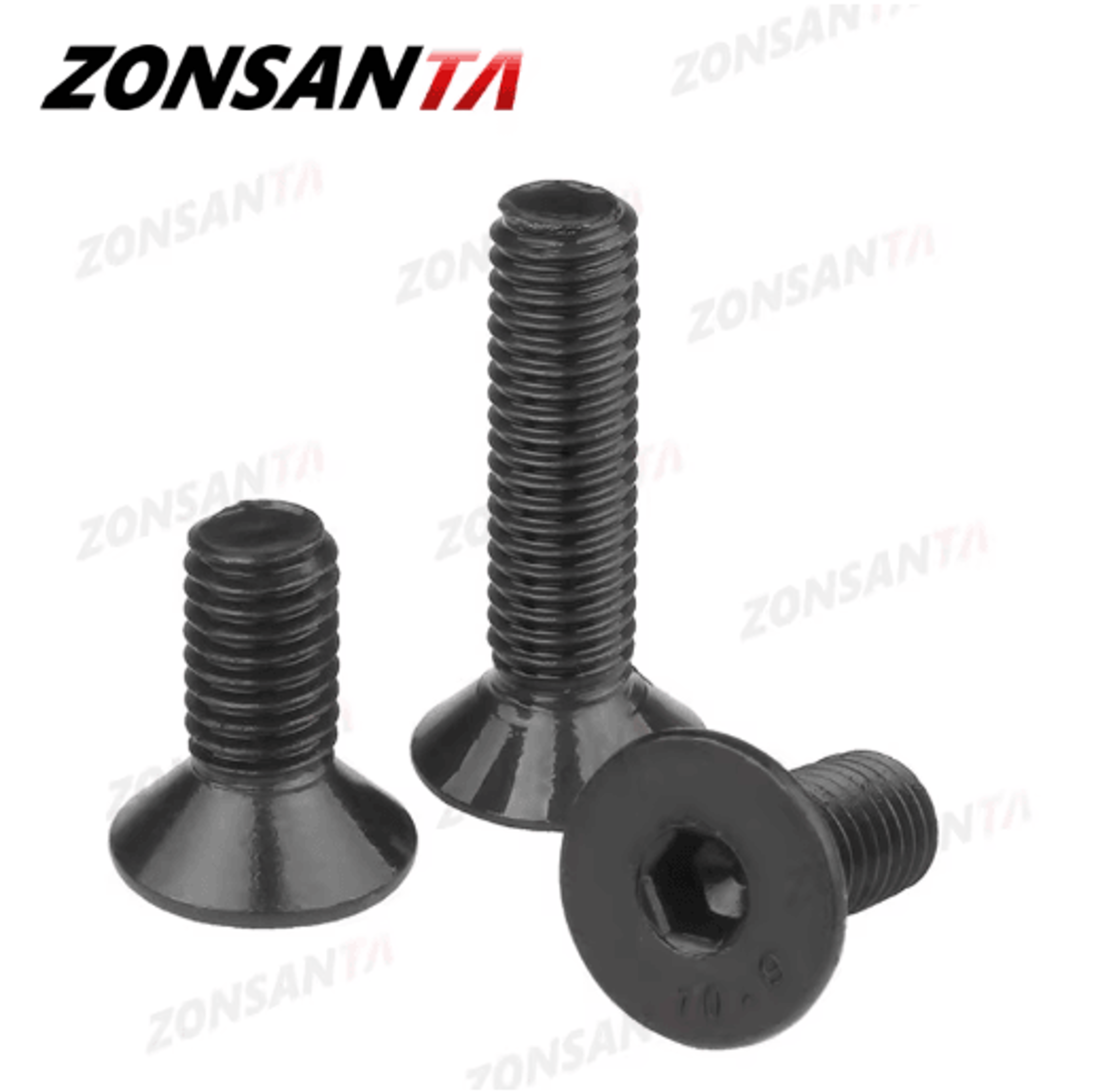 ZONSANTA Countersunk Hex Socket Screws  DIN7991 Black Carbon Steel Flat Head Bolts M2M6 5