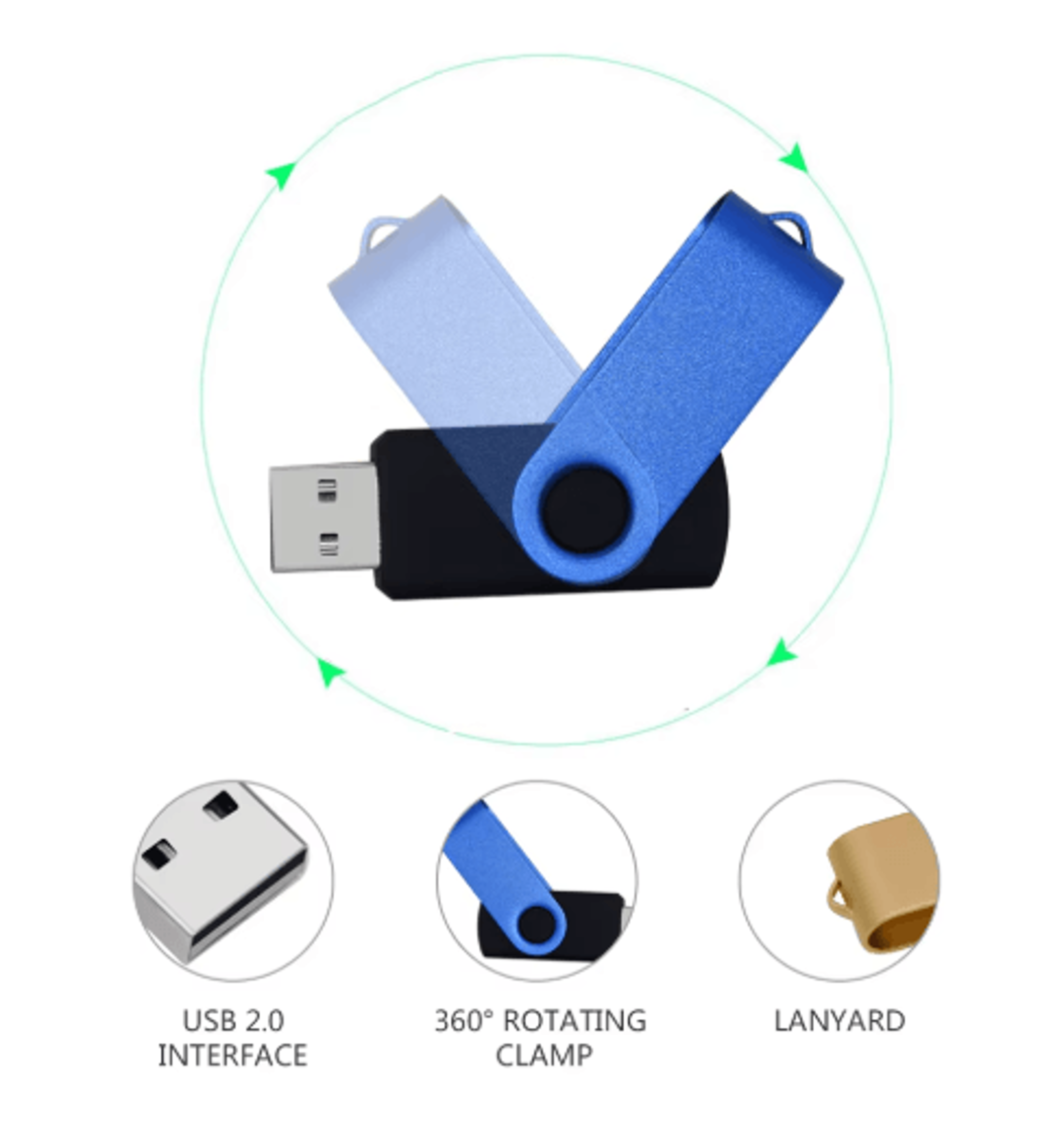 Rotatable USB 20 Flash Drive Waterproof Memory Stick 8GB128GB 11