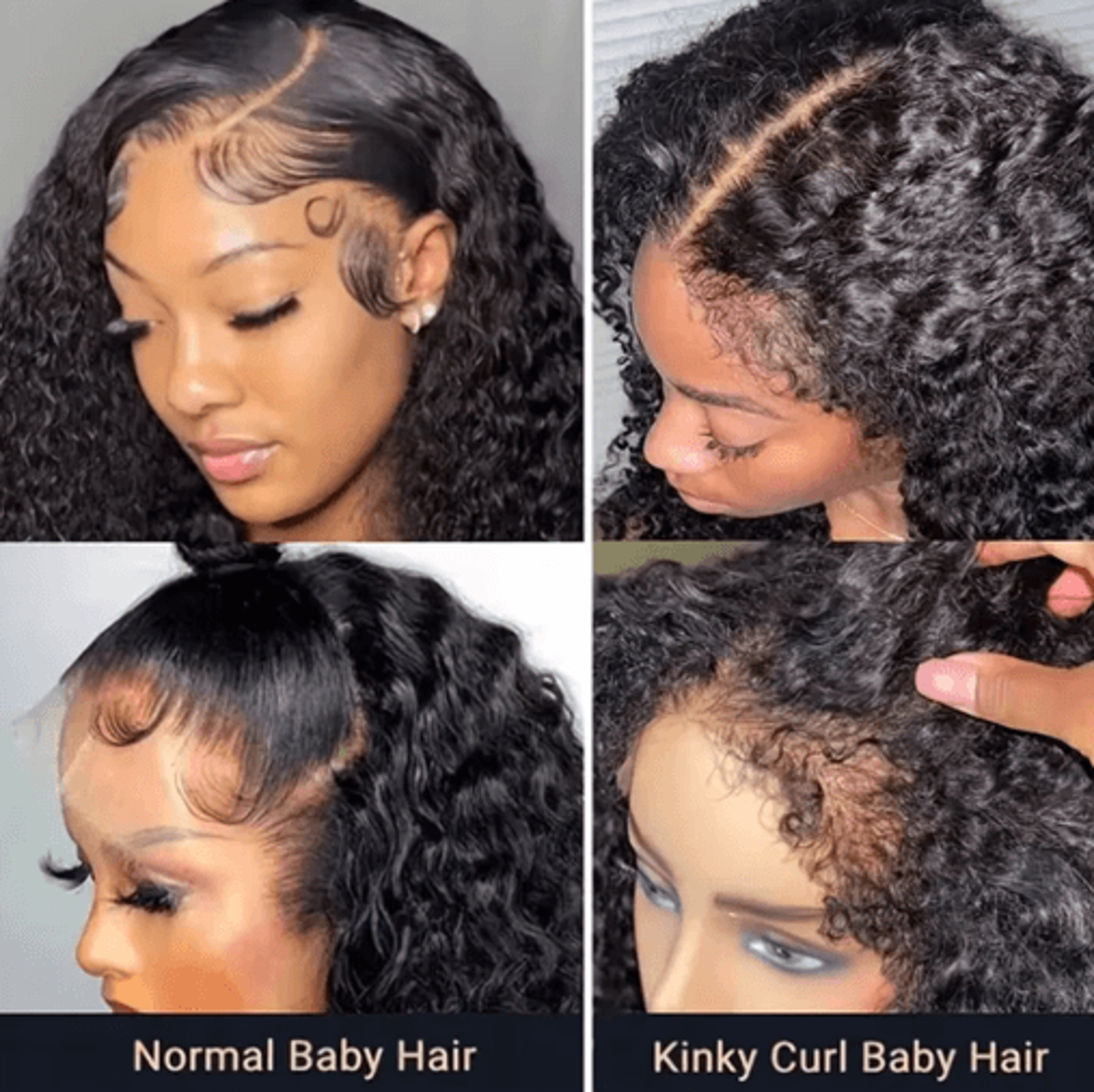 Short Bob 4C Kinky Curly Human Hair Lace Front Wig With Transparent 4by4 Closure 3