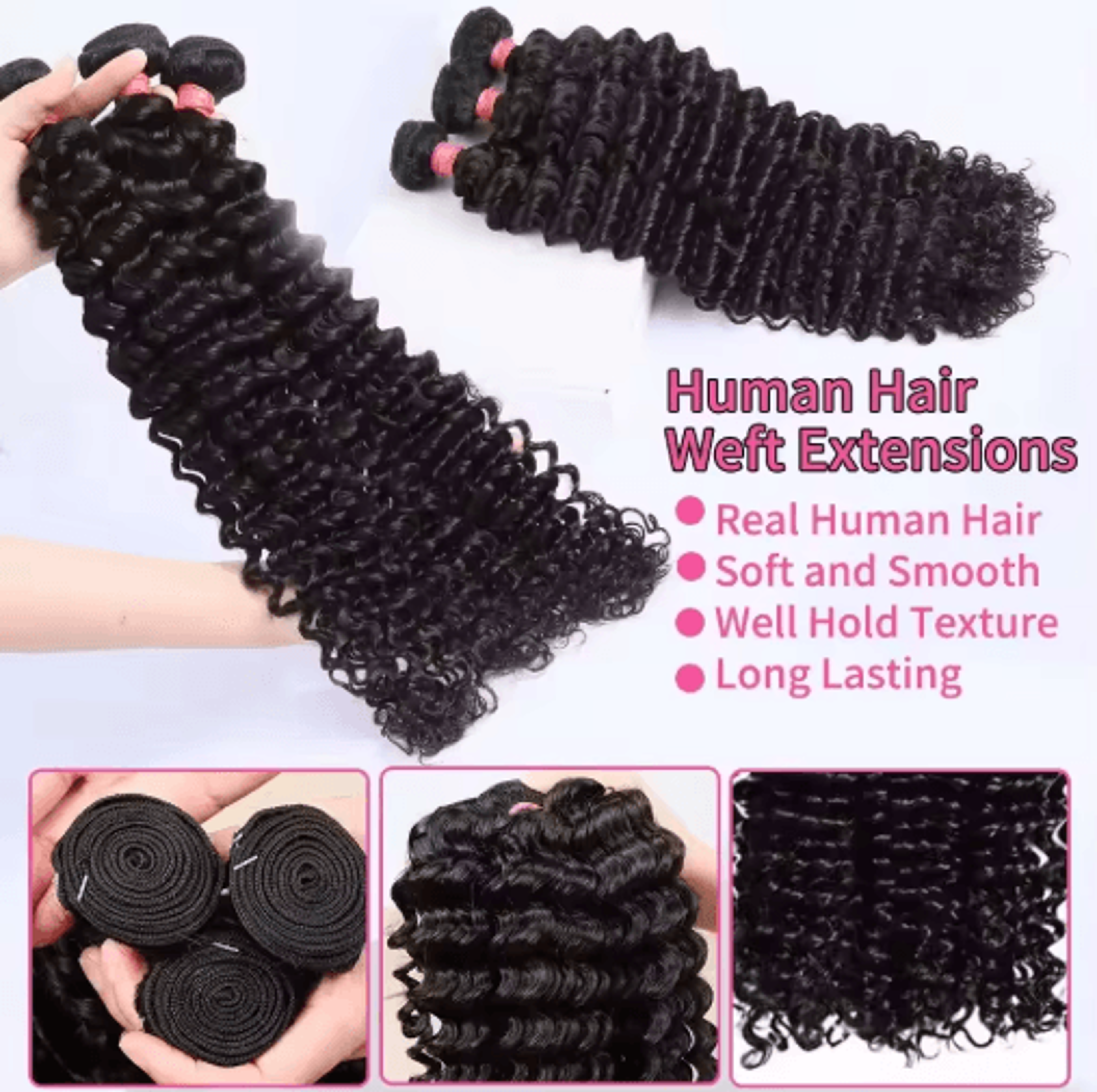 Luvin Curly Bundles Human Hair 30 34 Inch Deep Wave Raw 1 3 4 Hair Bundles 100 Unprocessed Double W 4