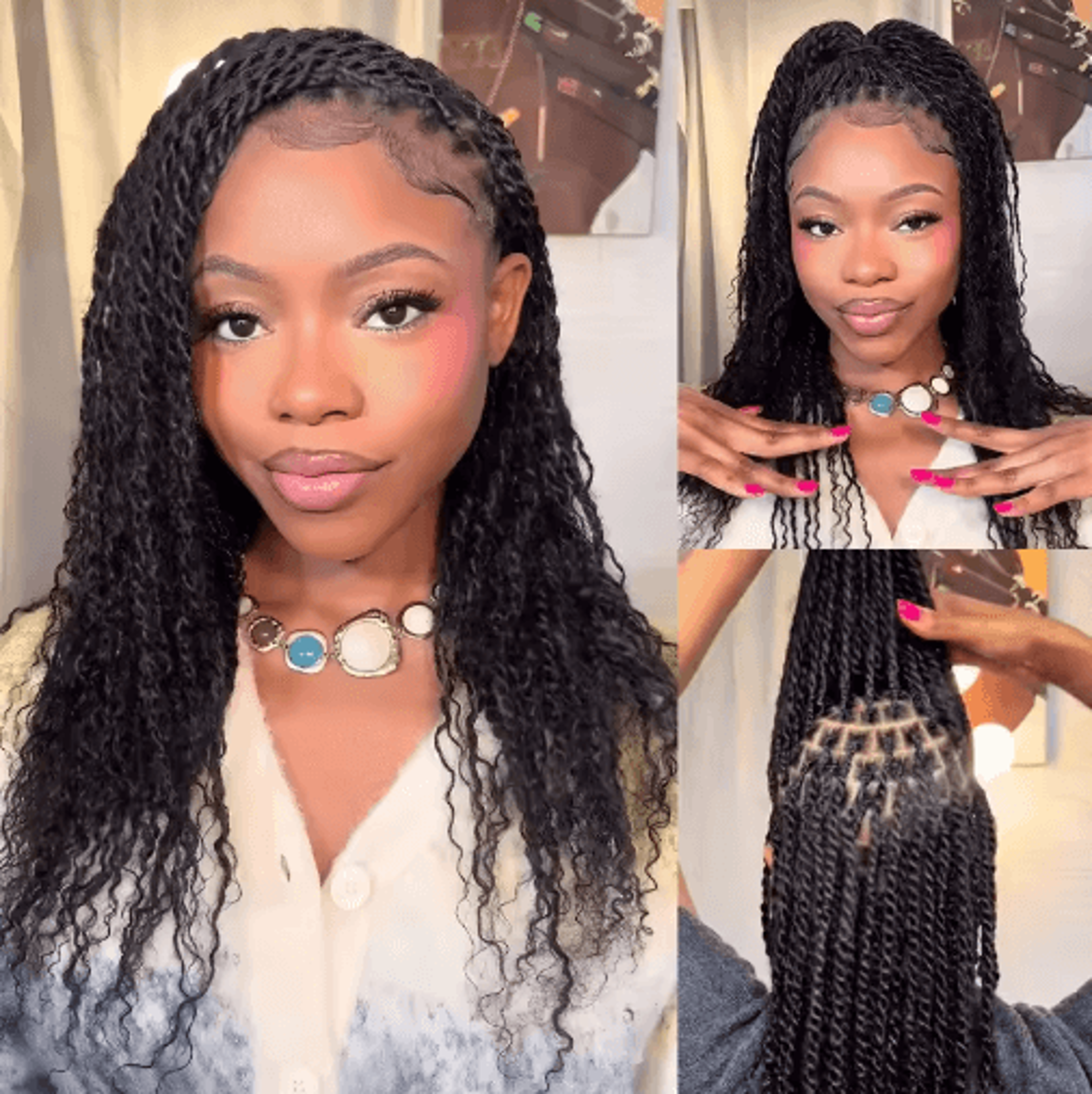 Black Pearl Top Peruvian Kinky Curly Mini Twist Bulk Human Hair 50g Remy Bundles 12