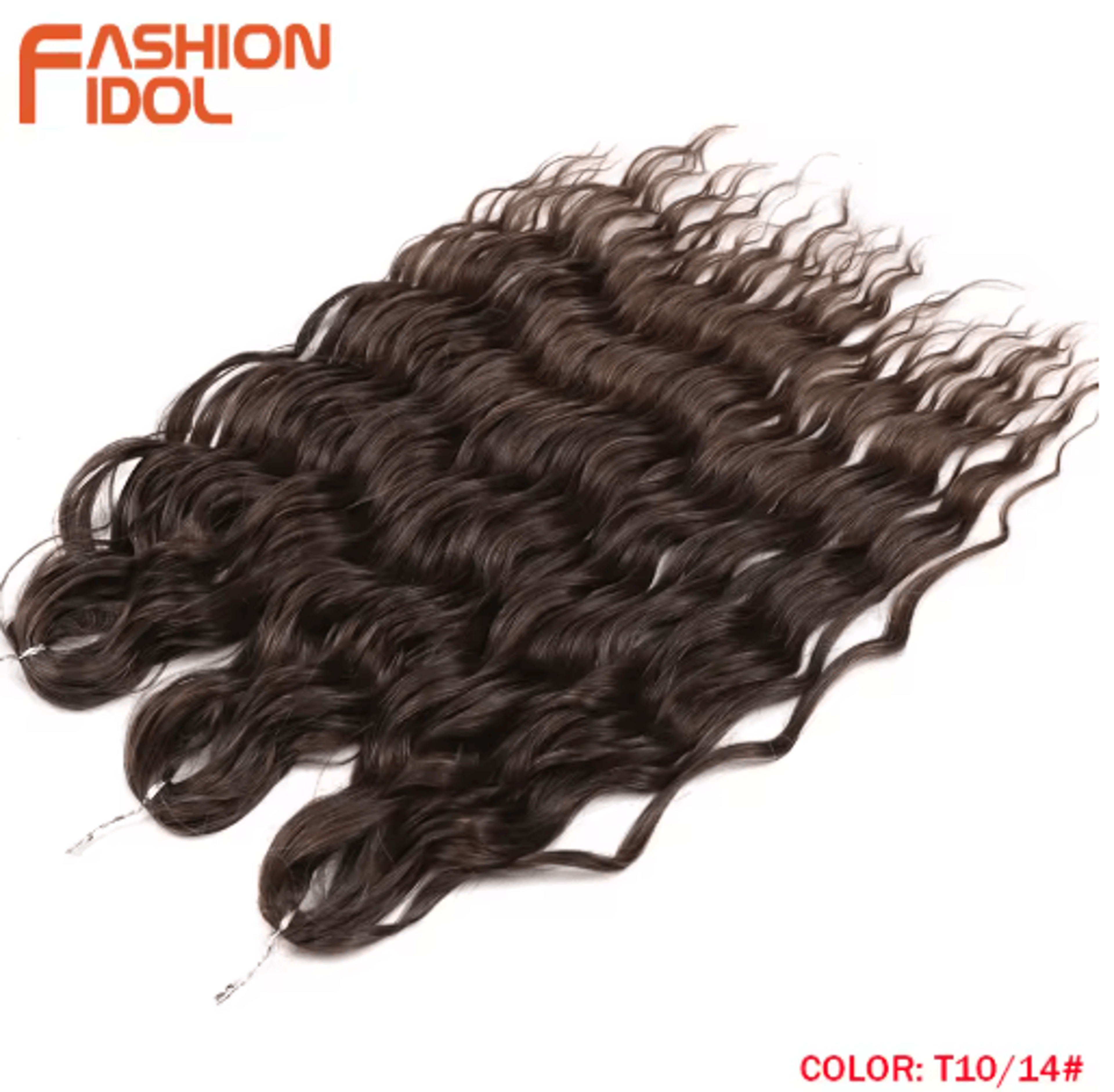 FASHION IDOL 24Inch Ombre Rainbow Water Wave Crochet Hair Synthetic Deep Wave Braiding Extensions 10