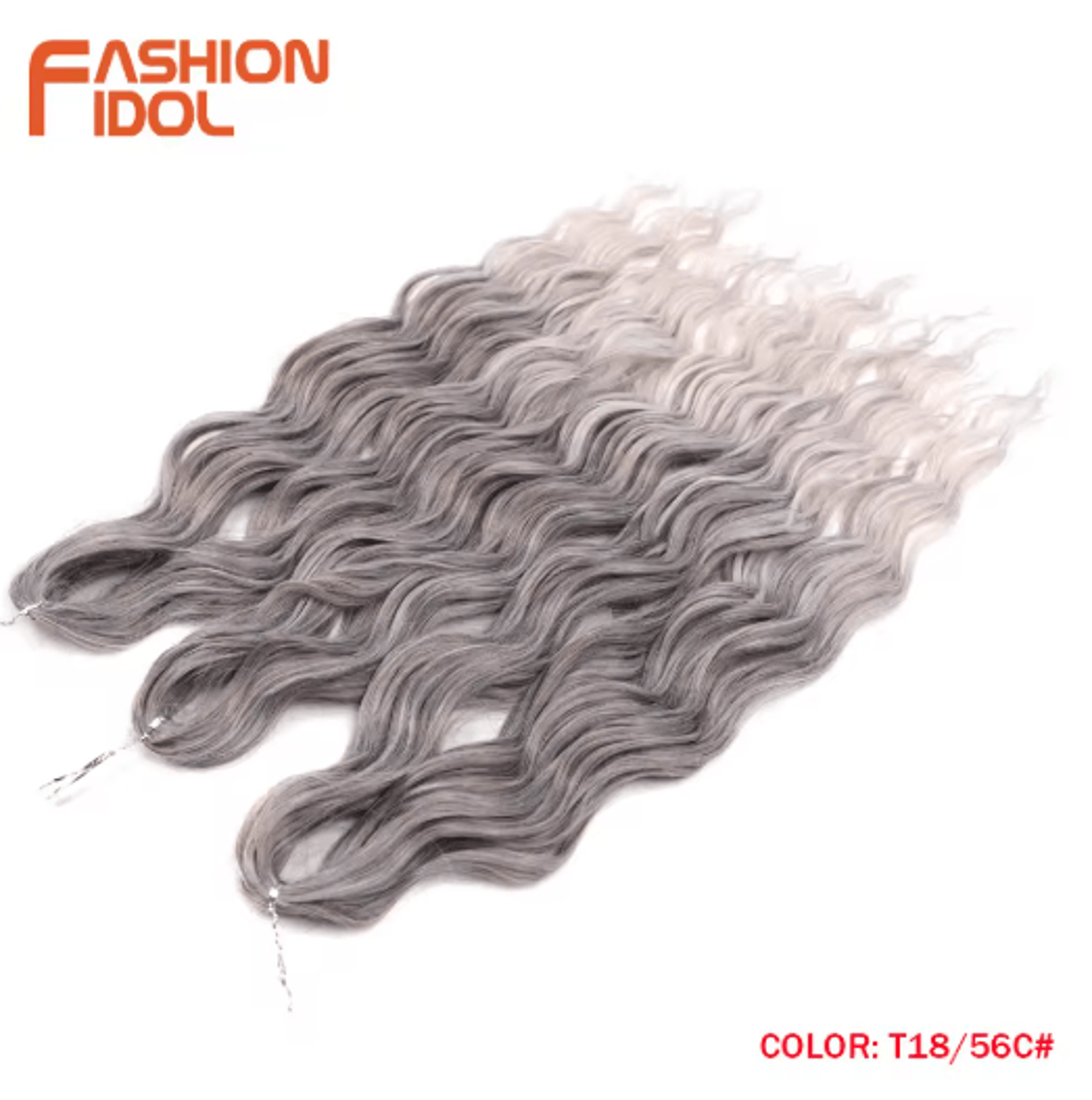 FASHION IDOL 24Inch Ombre Rainbow Water Wave Crochet Hair Synthetic Deep Wave Braiding Extensions 8