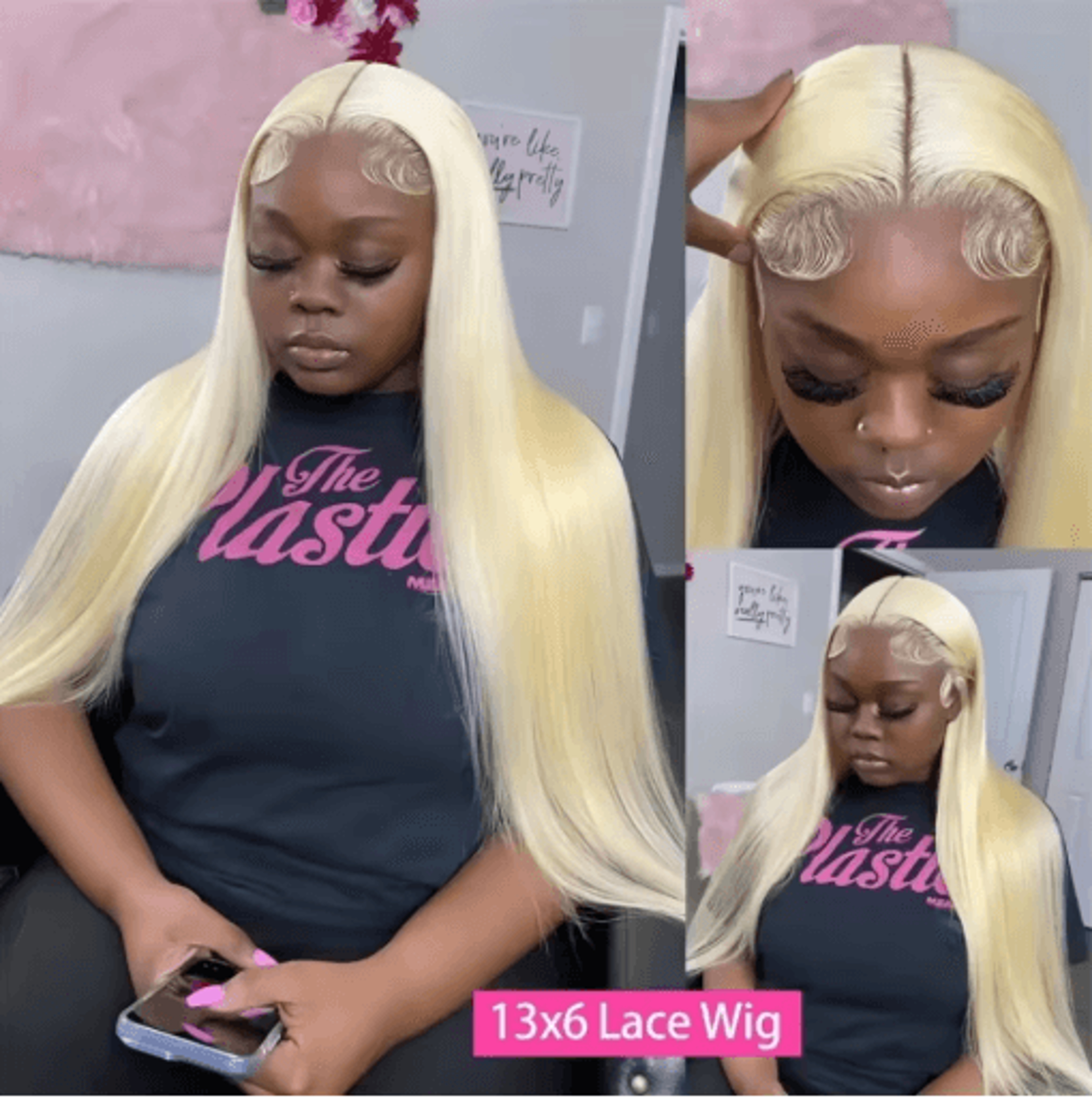 250 Density Blonde 613 Straight Brazilian Human Hair Lace Front Wig 13x6 HD 6