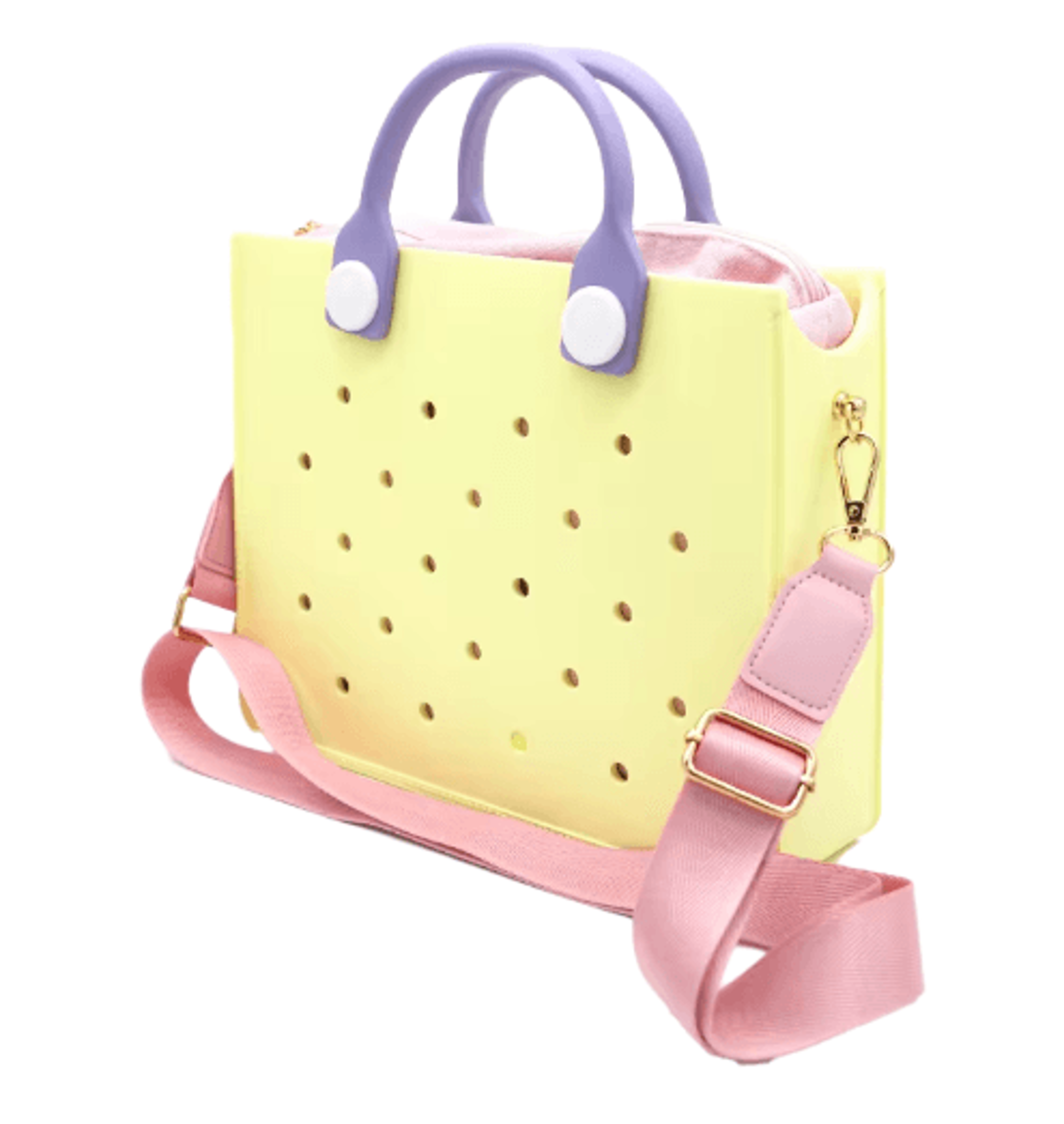 EVA Waterproof Tote Shoulder Bag For Women Large Casual Beach Handbag With Charm Holes 2