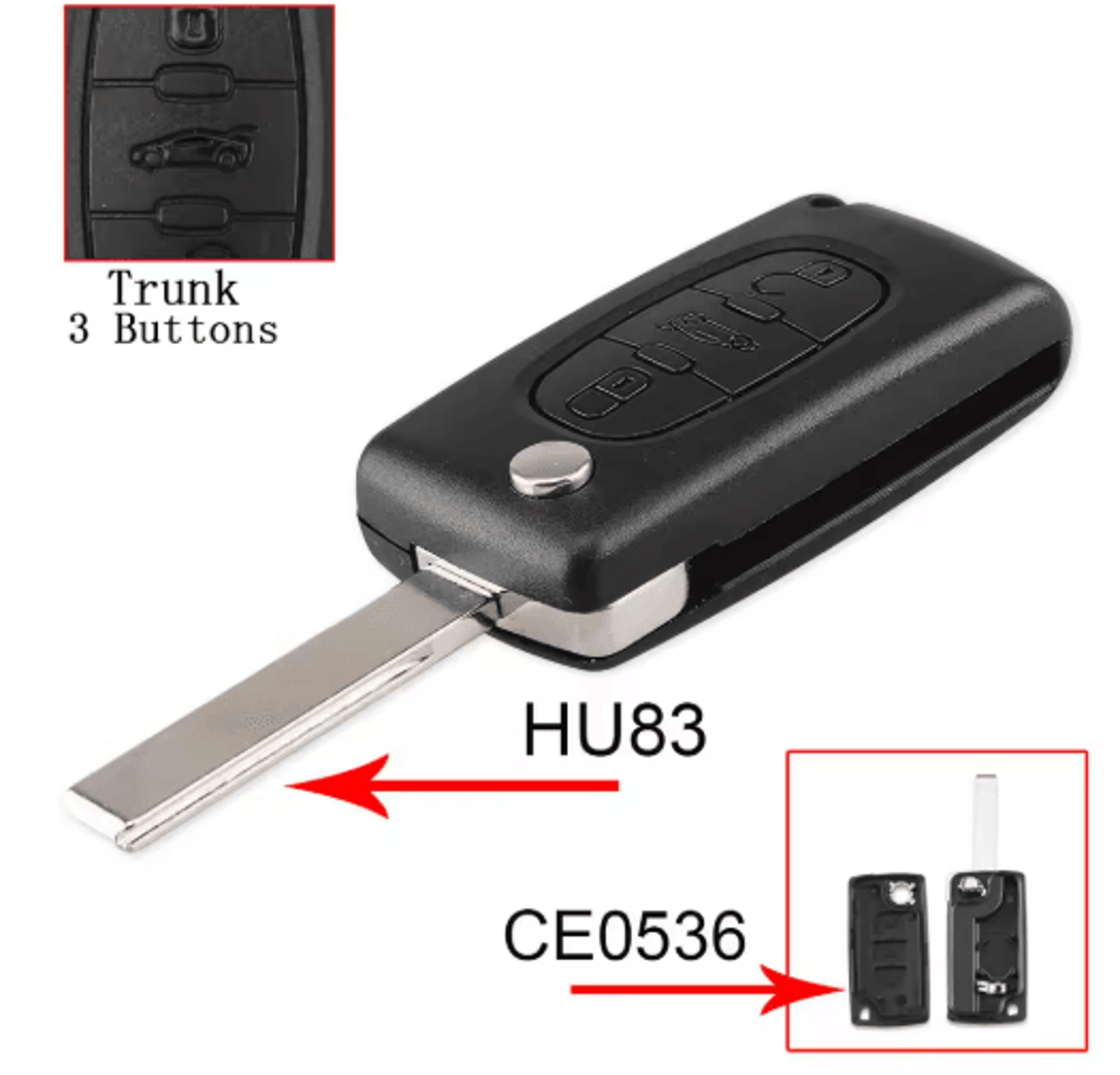 KEYYOU Flip Car Key Shell Case For Peugeot And Citroen Folding Remote Key Cover 2 To 4 Buttons 4