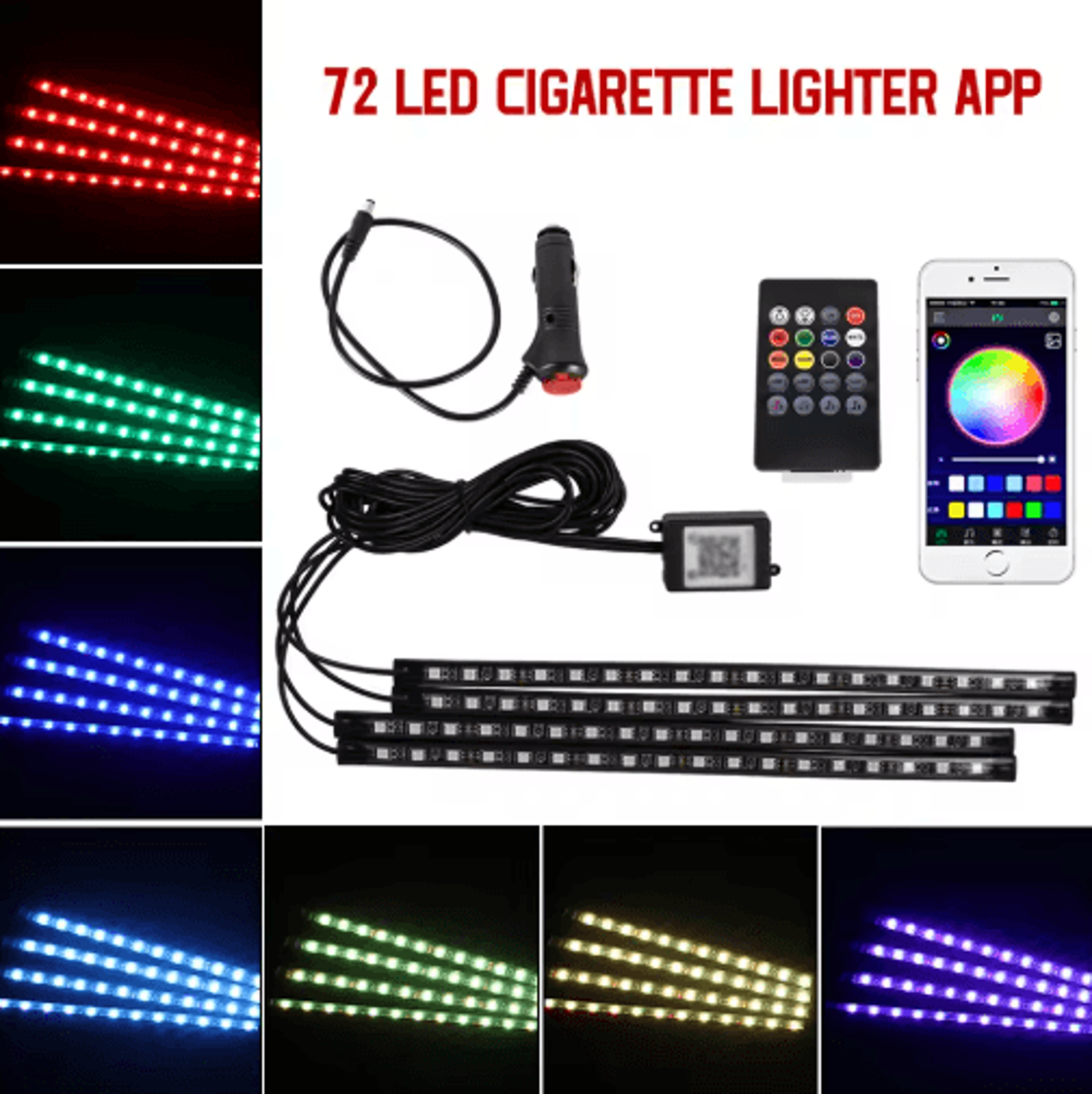 Car Interior LED Ambient Light Strips  Dashboard  Console Cold Light Atmosphere Lamps 2