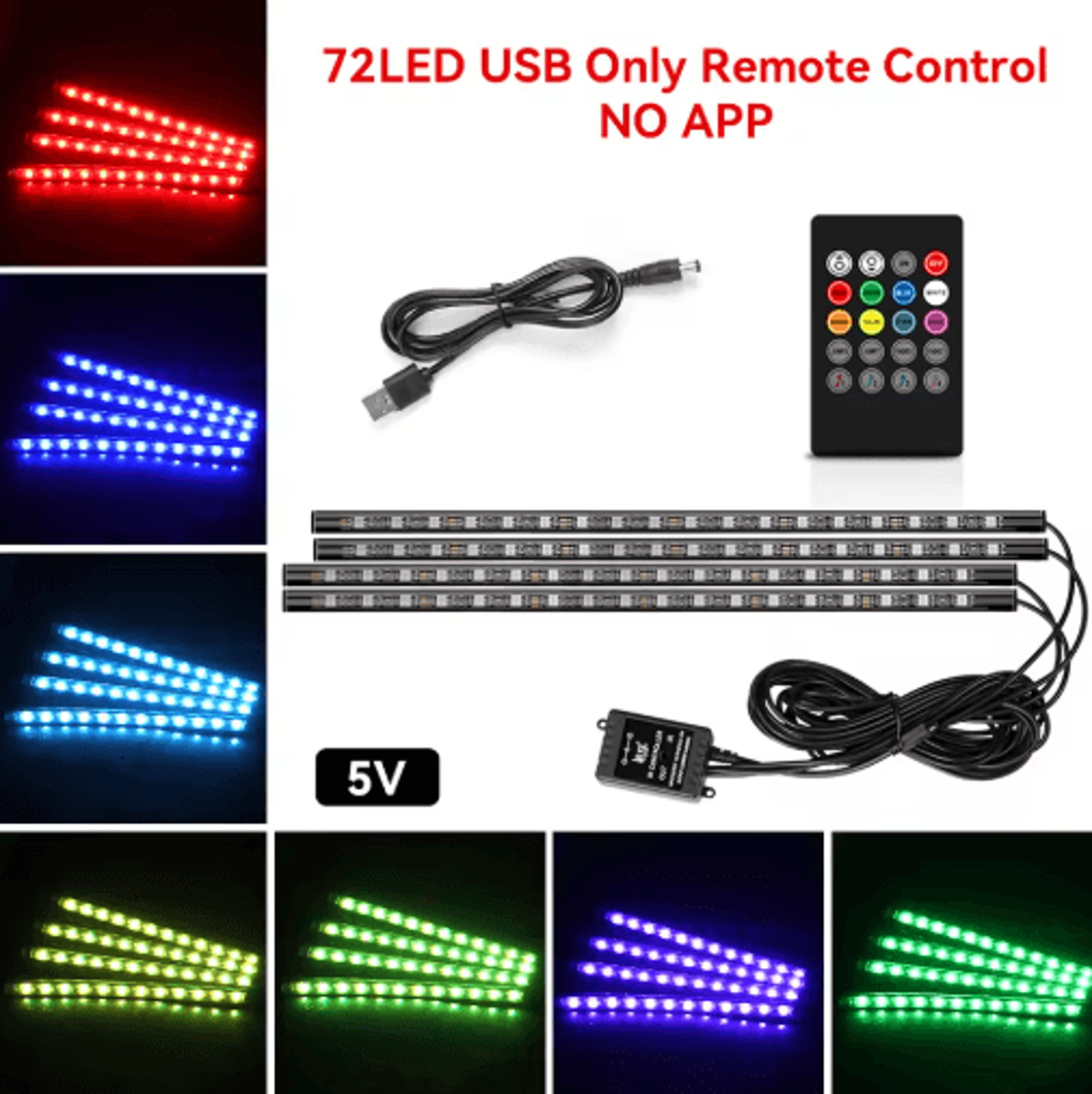 Car Interior LED Ambient Light Strips  Dashboard  Console Cold Light Atmosphere Lamps 8