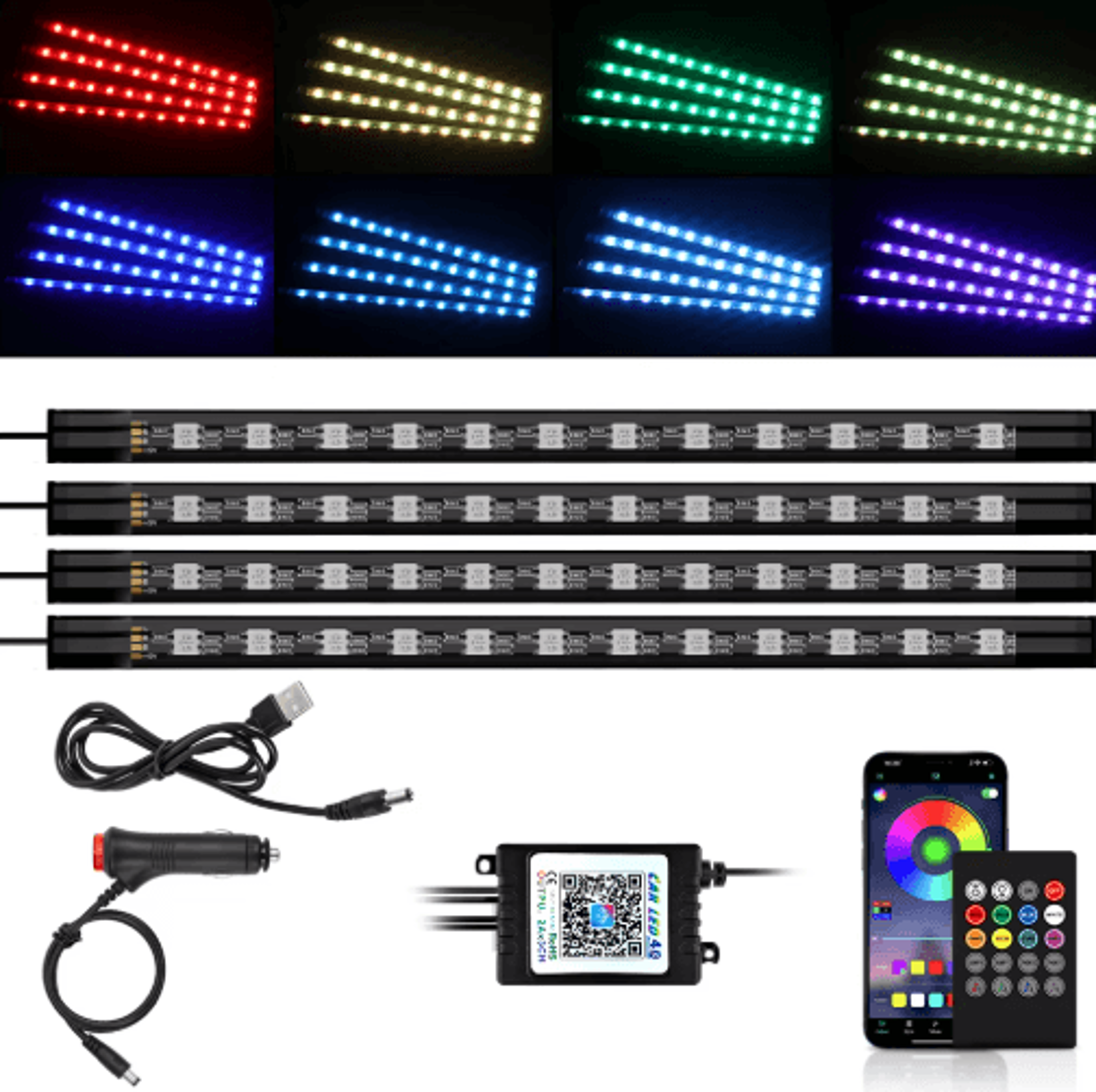 Car Interior LED Ambient Light Strips  Dashboard  Console Cold Light Atmosphere Lamps 17