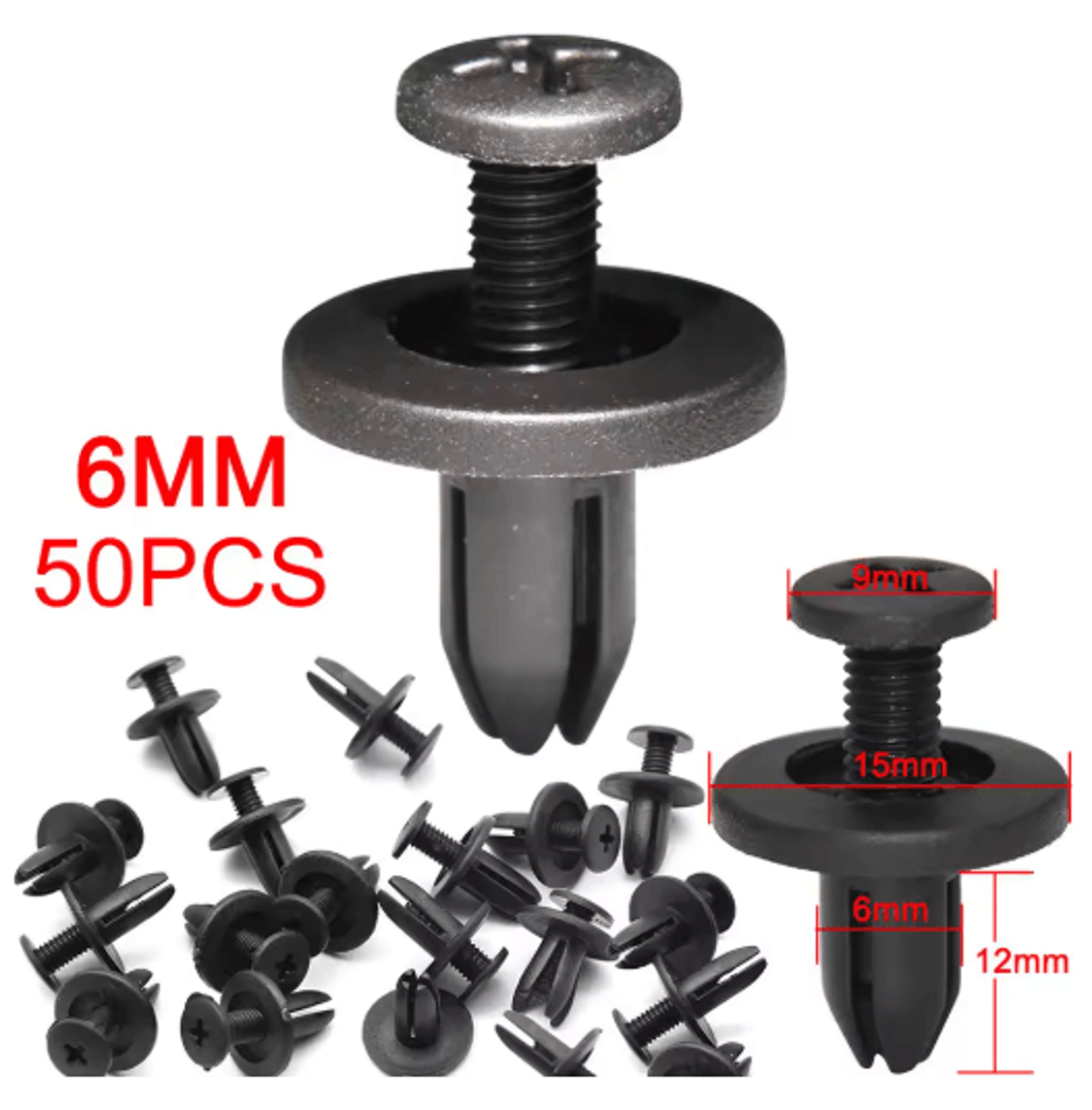 AutoLock 6mm Push Type Plastic Rivet Fastener Clips For Toyota 10 To 50pcs 4