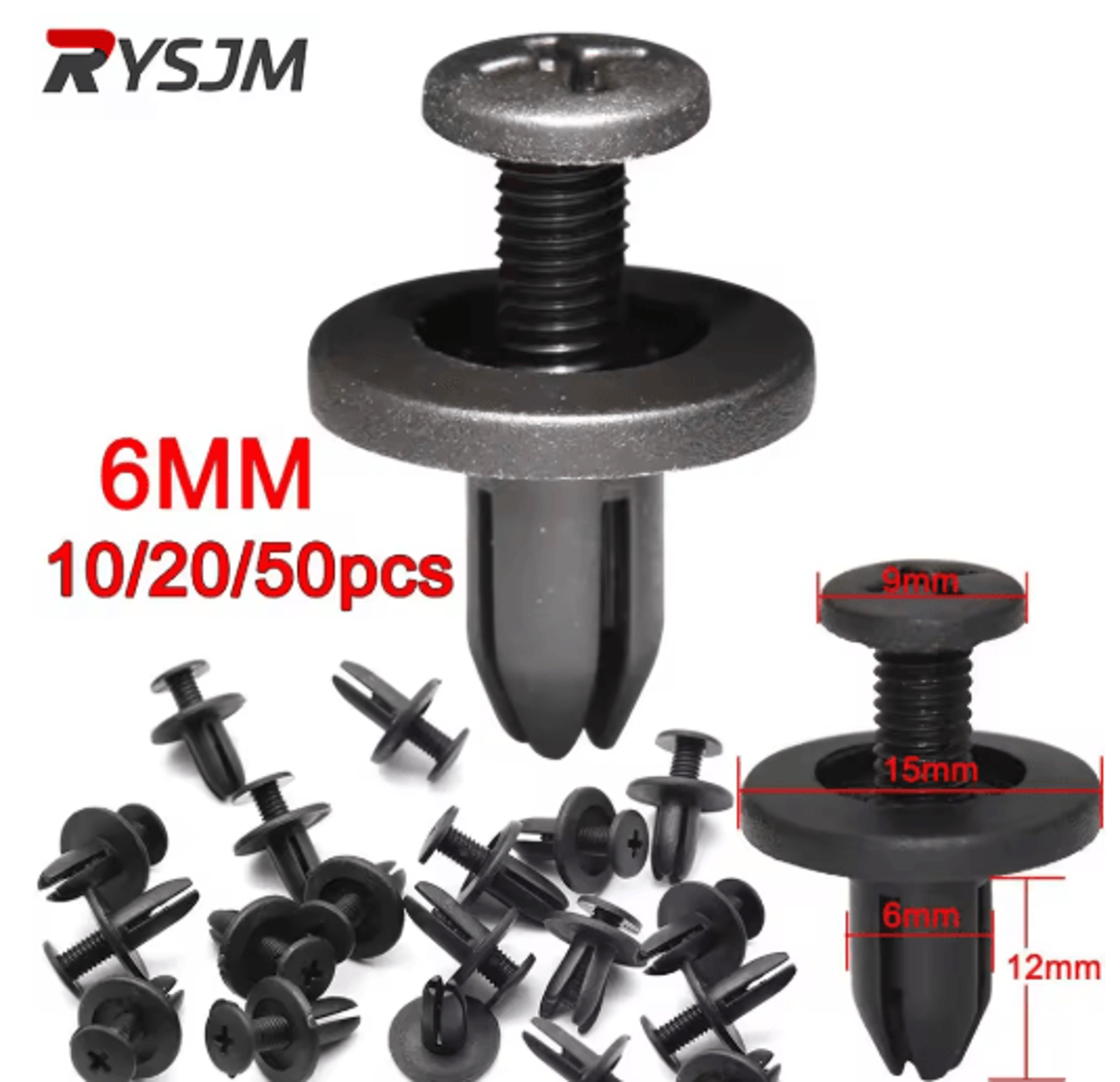 AutoLock 6mm Push Type Plastic Rivet Fastener Clips For Toyota 10 To 50pcs 0