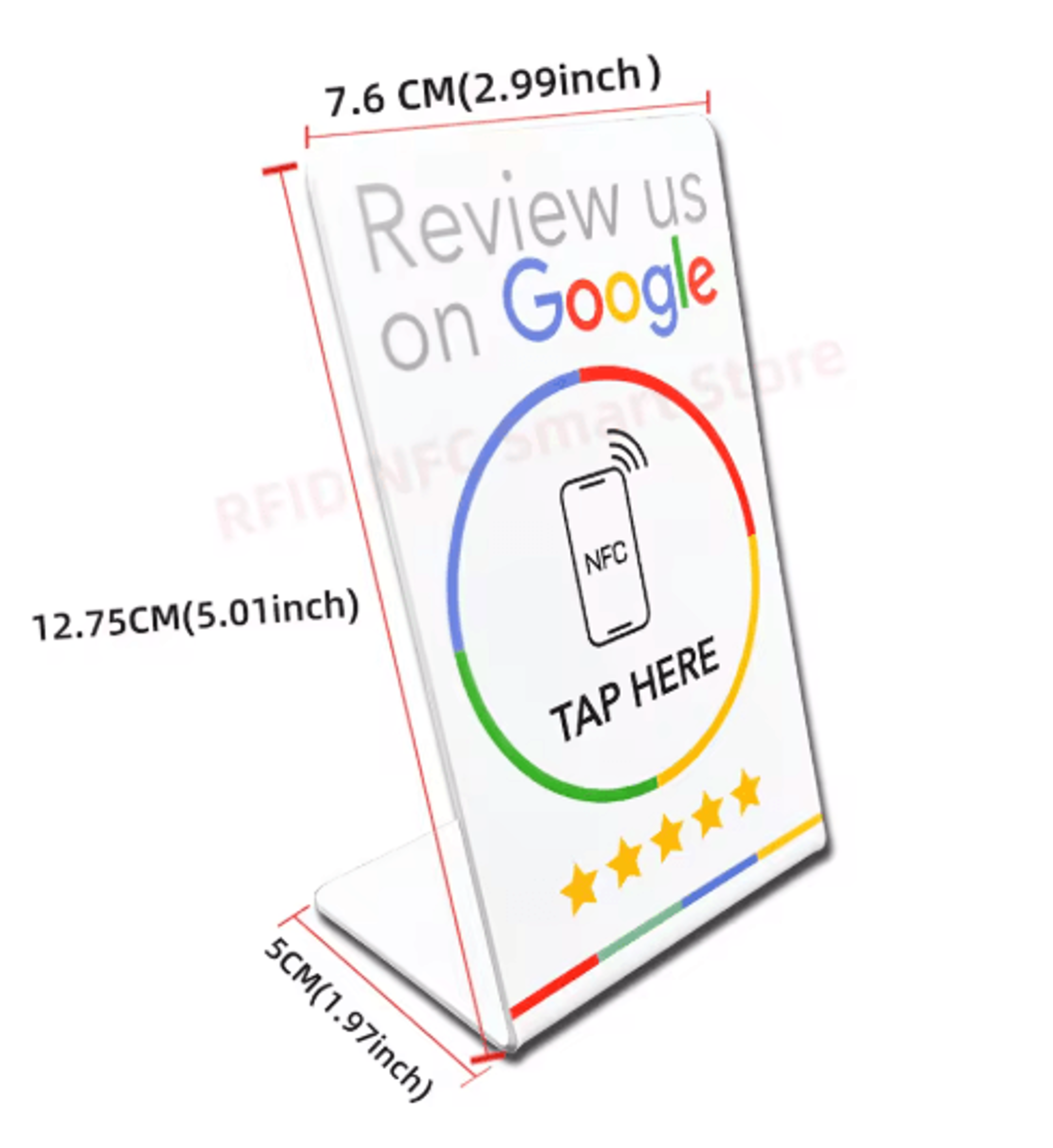 ReviewTap NFC Google Review Acrylic Stand And Card NTAG215 Waterproof 1