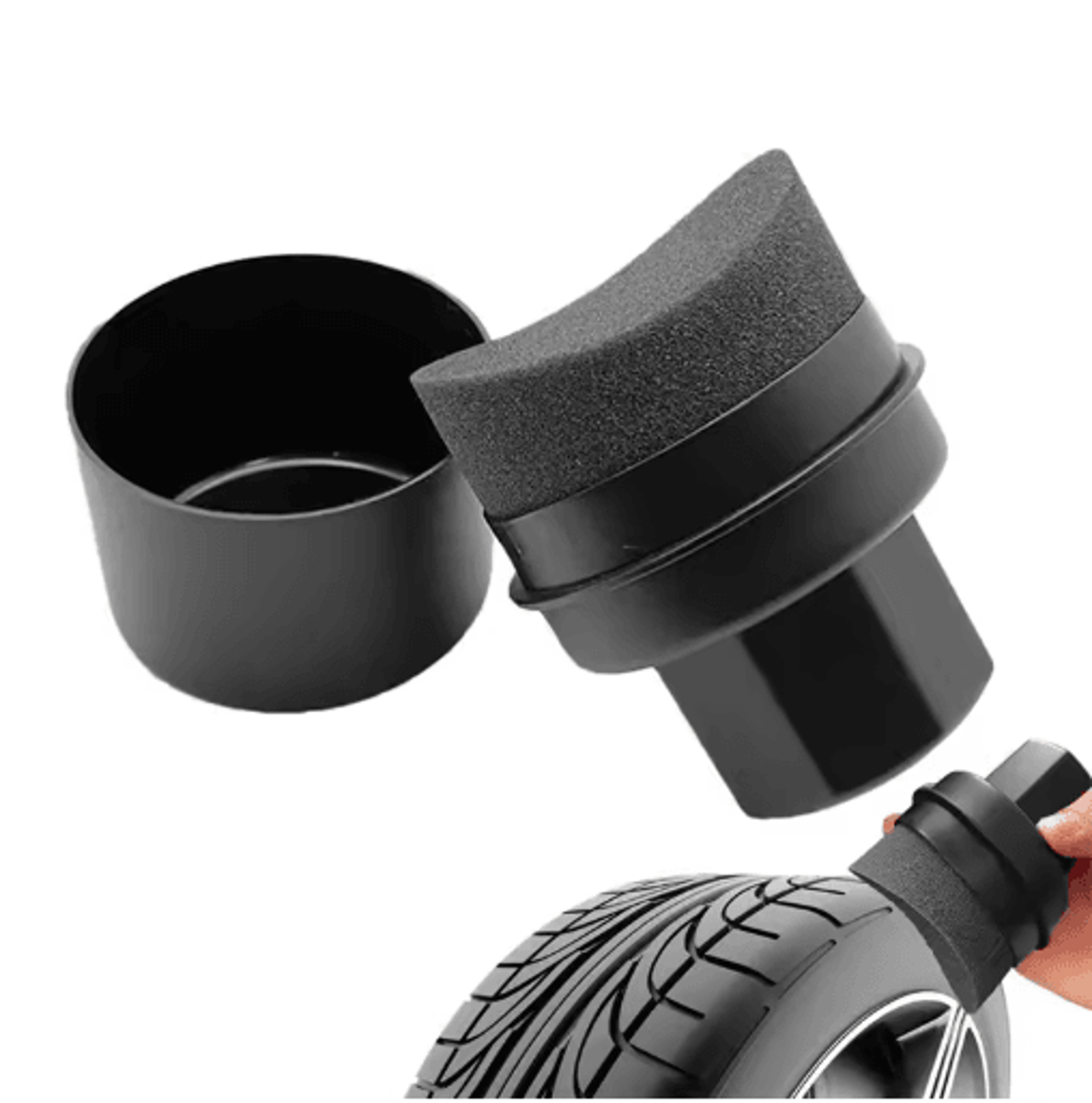 Curved Car Tire Waxing Sponge Applicator With Protective Lid 11