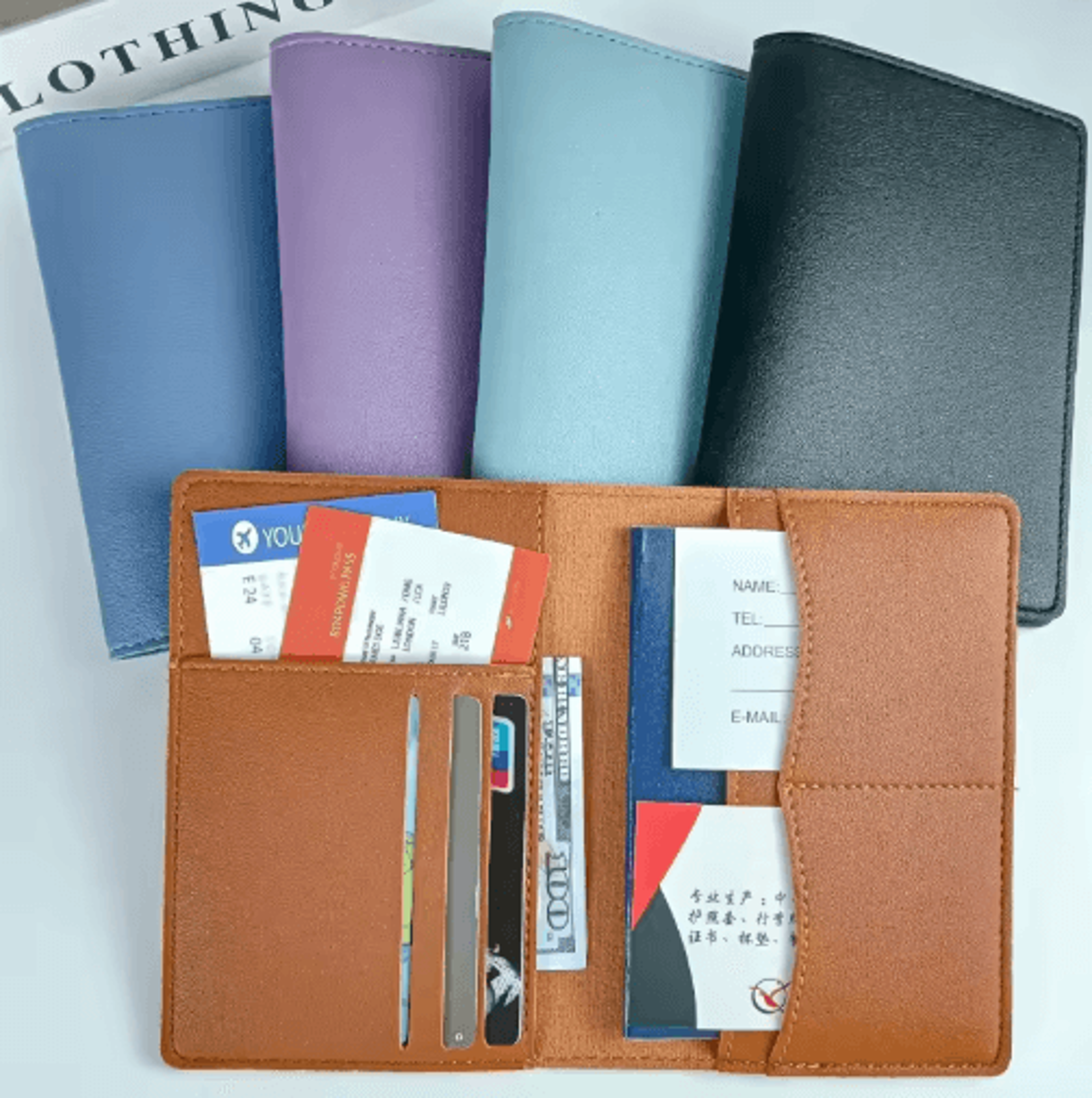 PU Leather Passport Holder Travel Wallet Multifunctional Document And Card Organizer 0