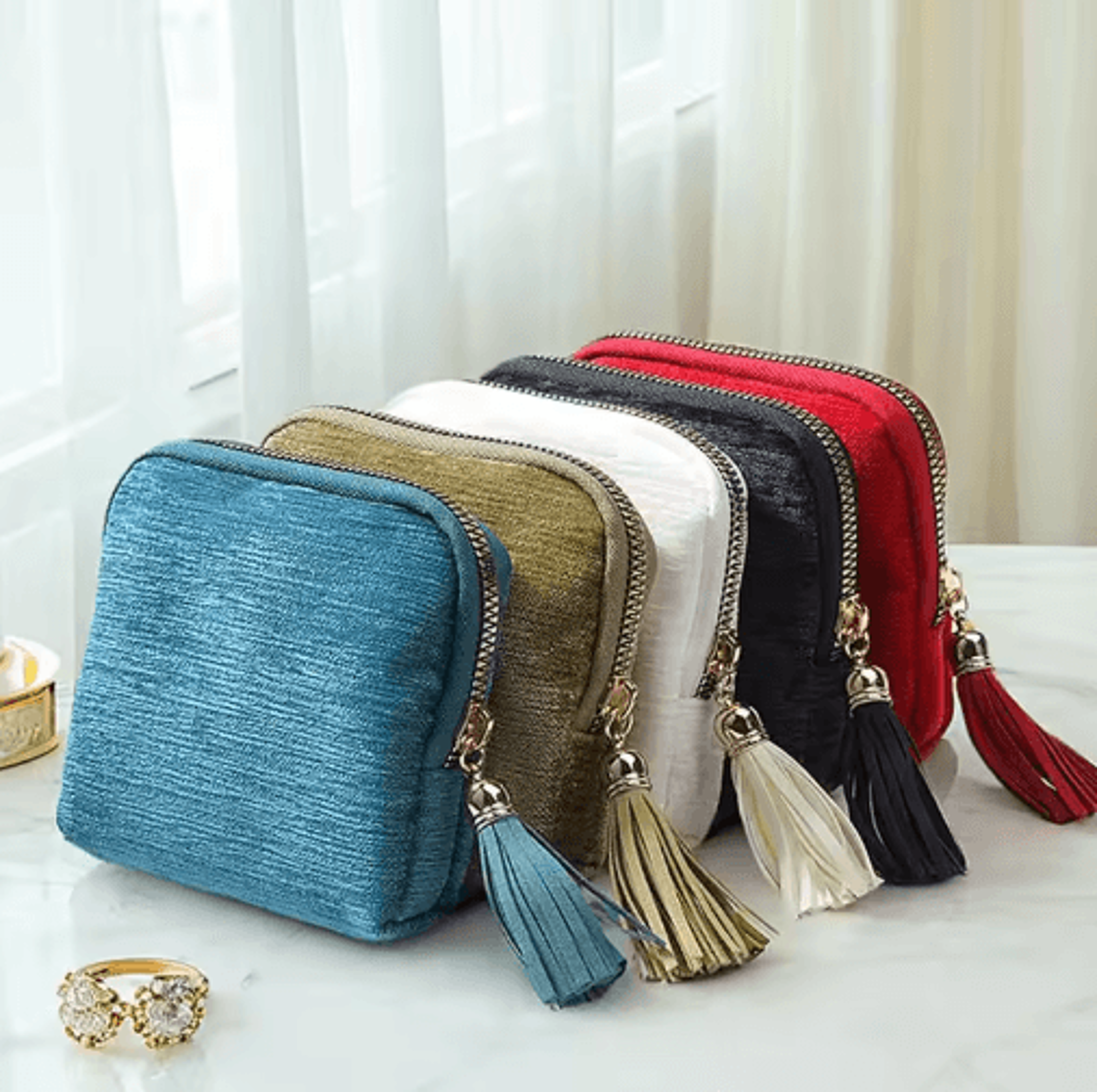 Portable Travel Jewelry Organizer Bag  MultiLayer Tassel Zipper Storage For Bracelets  Jade 9
