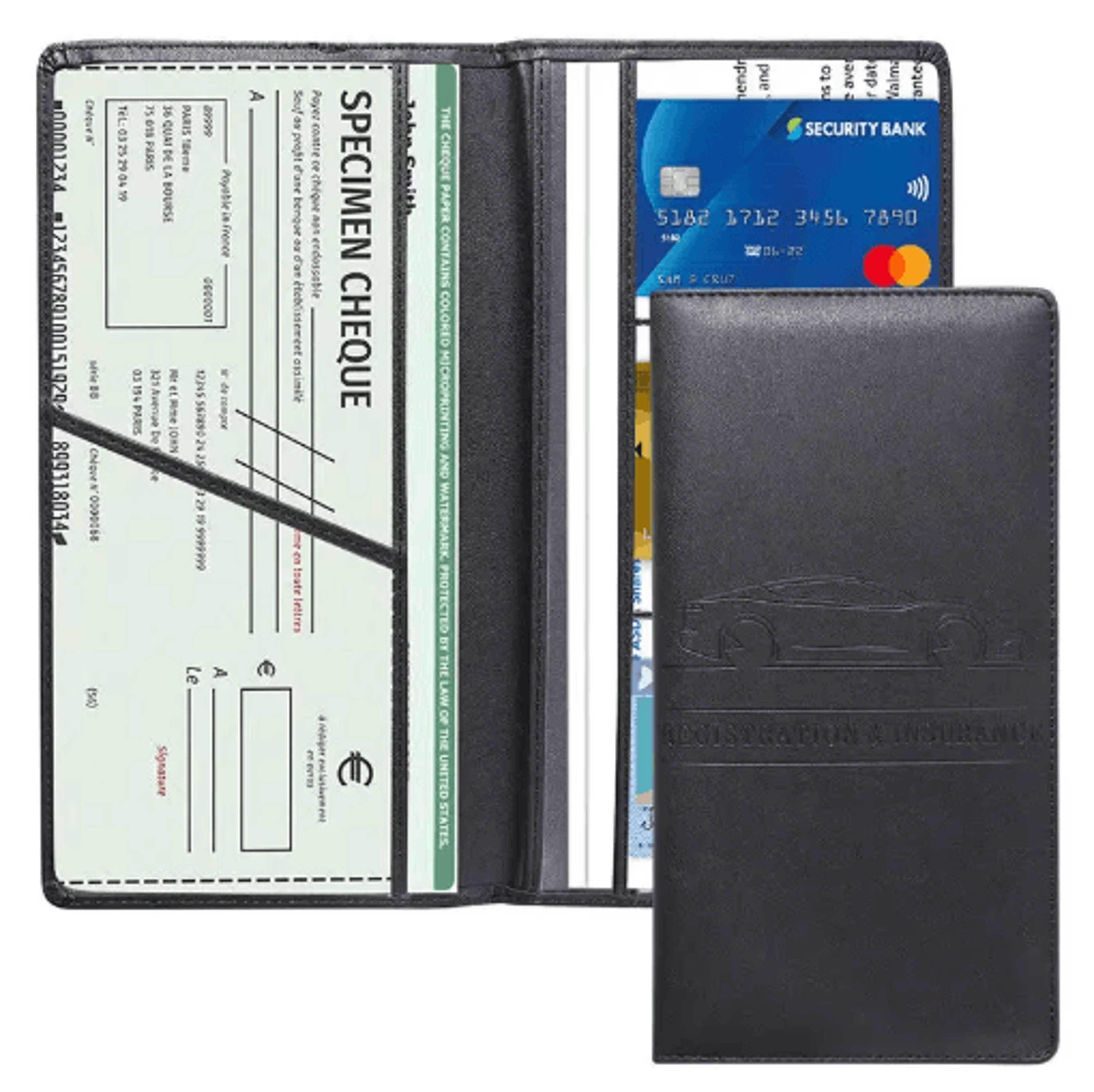 Leather Car Document Holder  Registration  Insurance Wallet With Card Storage 0