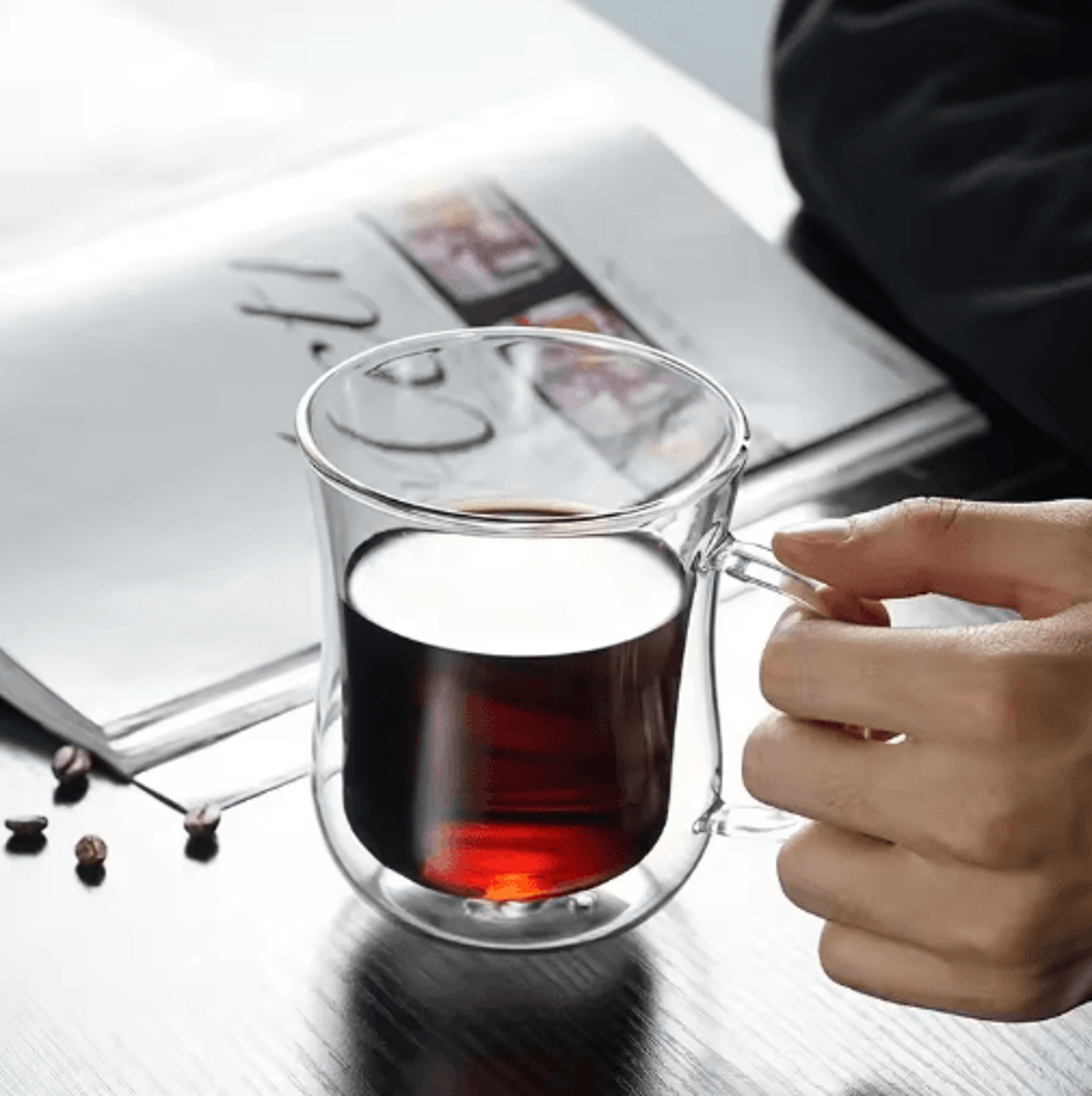 Handmade Double Wall Glass Cup Set  HeatResistant Transparent Beer Coffee  Whiskey Mugs 5