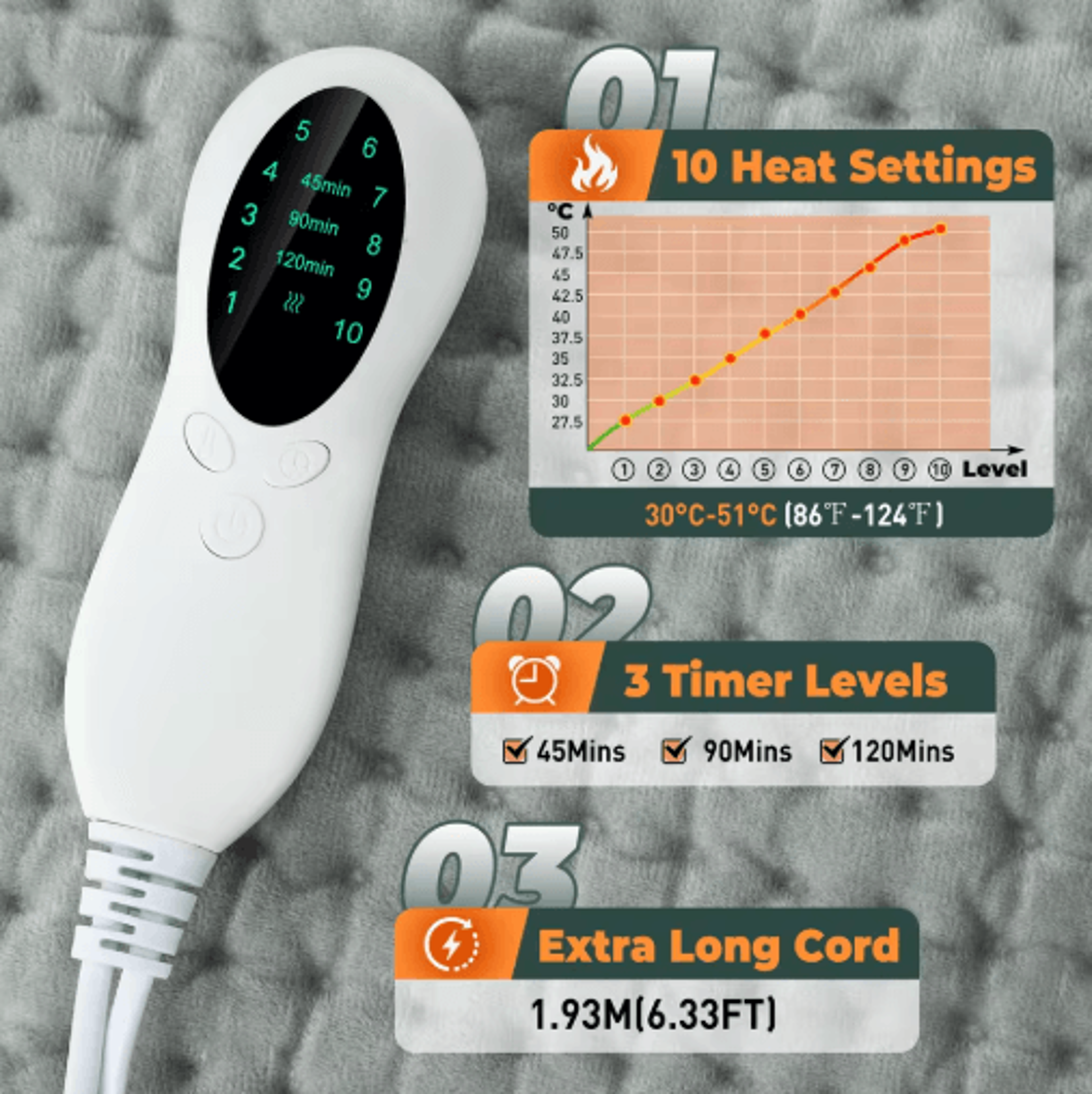 Electric Heating Pad With Timer  Adjustable Thermal Heated Cushion For Home  Office 10