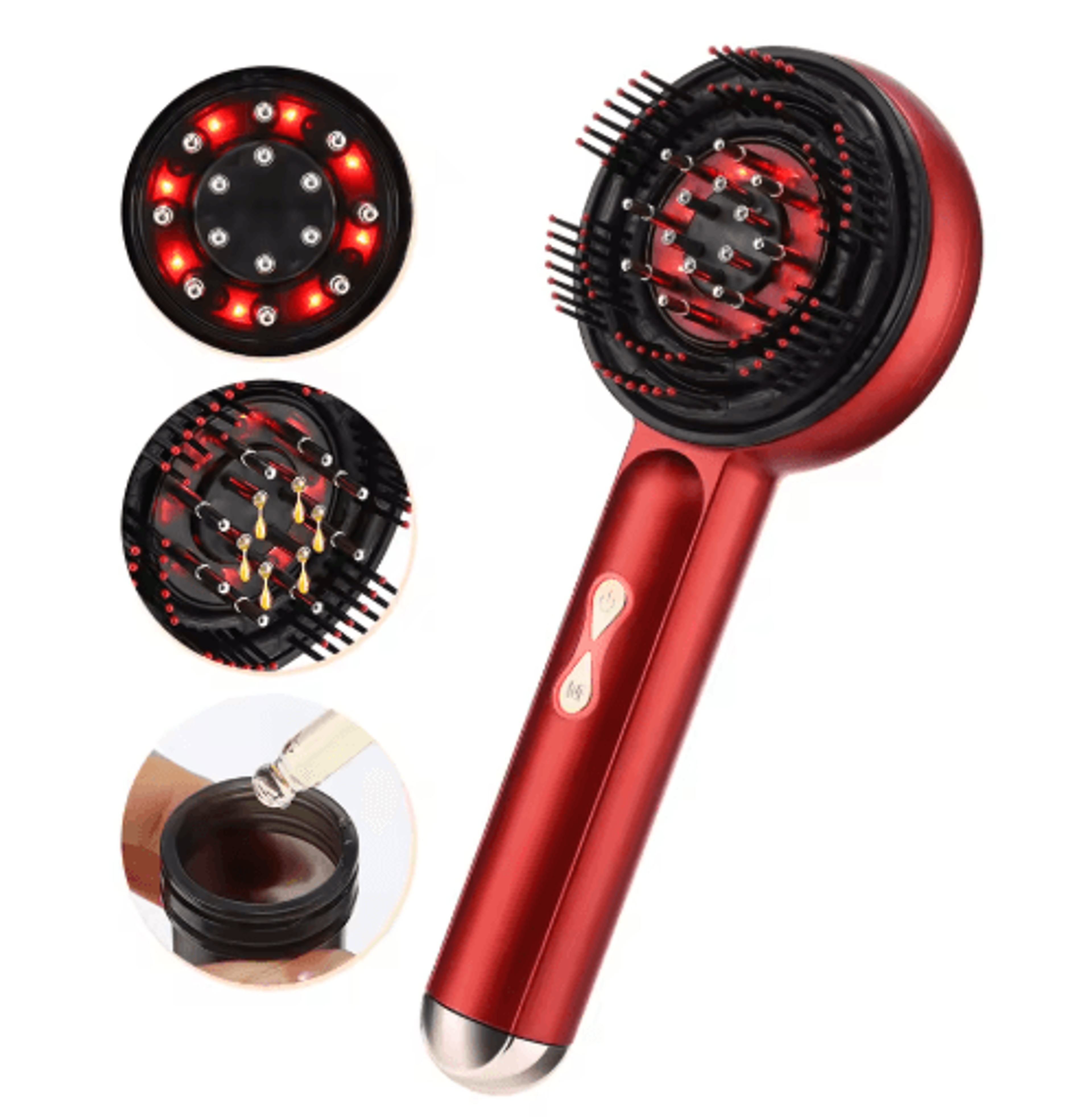Electric Head Massager Hair Growth Comb  LED Light Therapy Scalp Brush With Oil Applicator 4