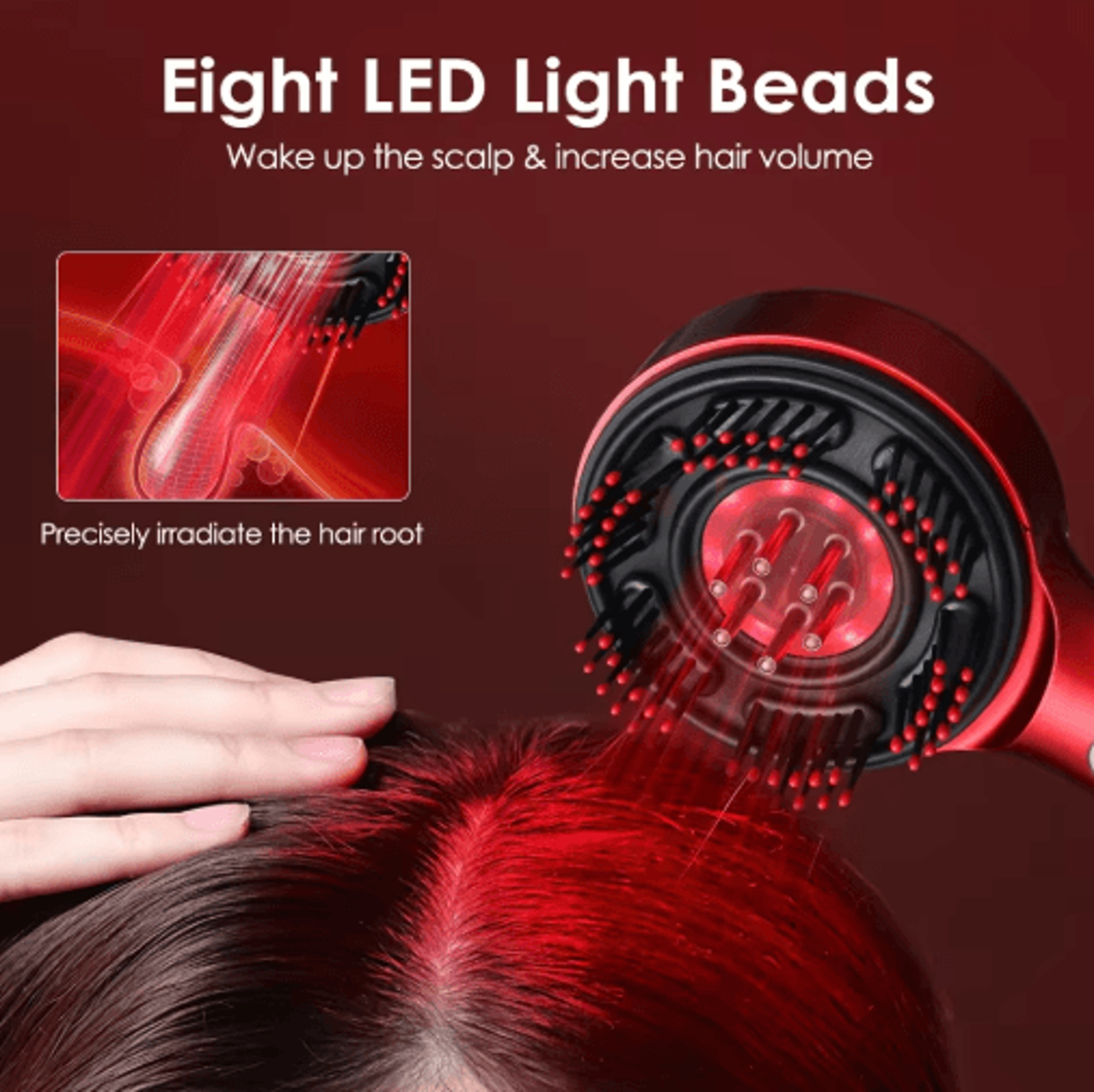 Electric Head Massager Hair Growth Comb  LED Light Therapy Scalp Brush With Oil Applicator 6