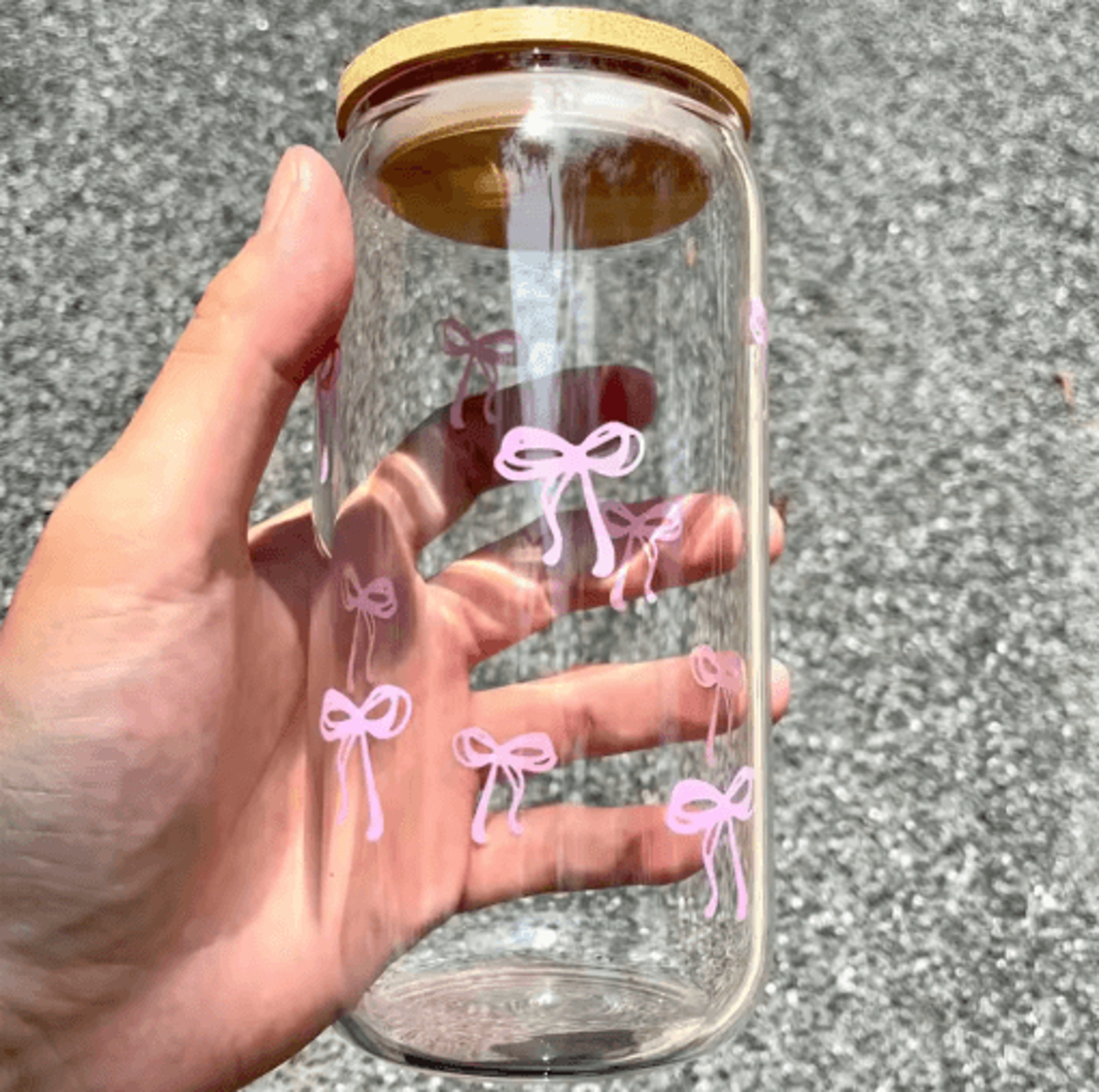 Cherry Bow Glass Tumbler With Straw 6