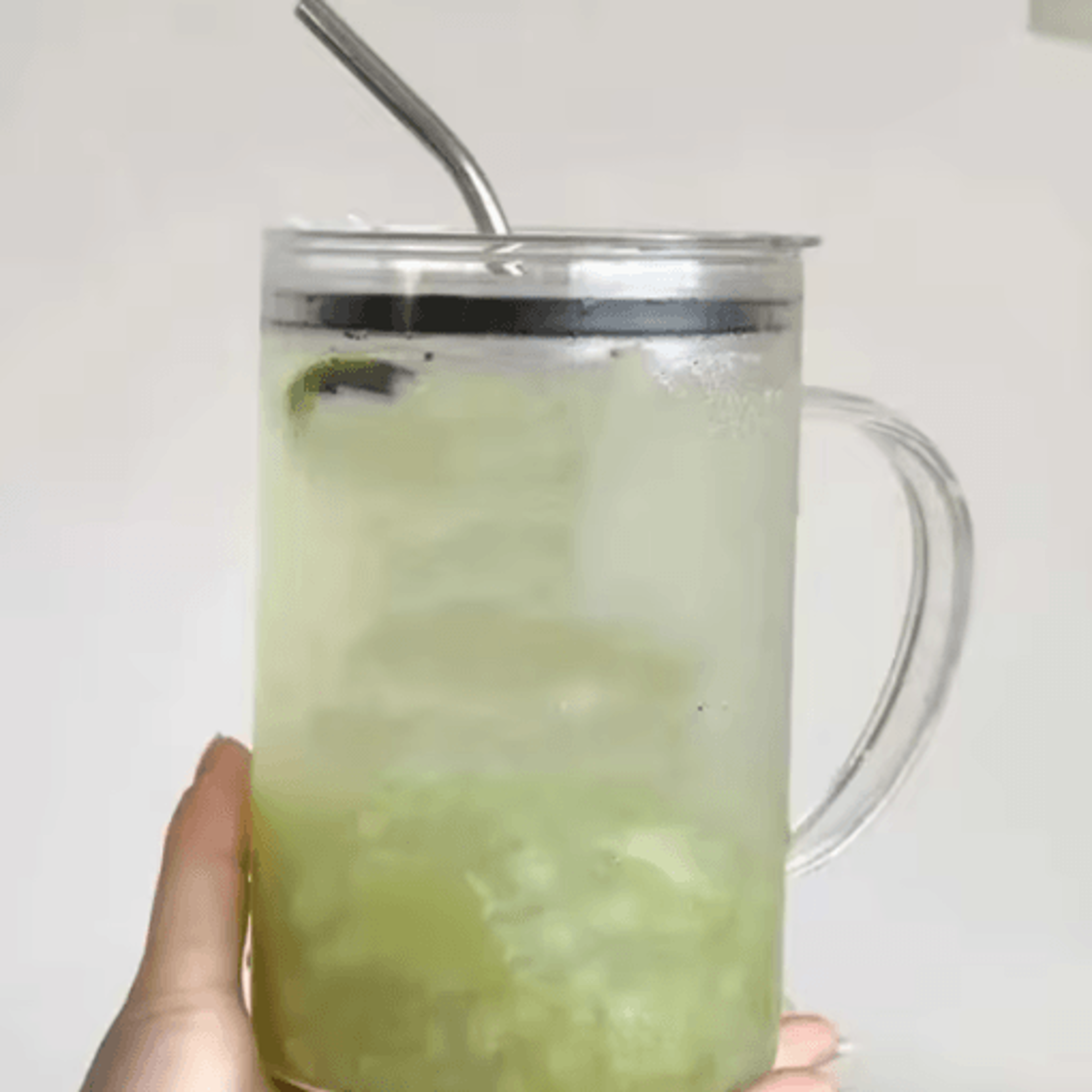 1000 Ml Large Glass Tumbler With Lid And Straw Transparent Coffee Juice And Milk Mug 6