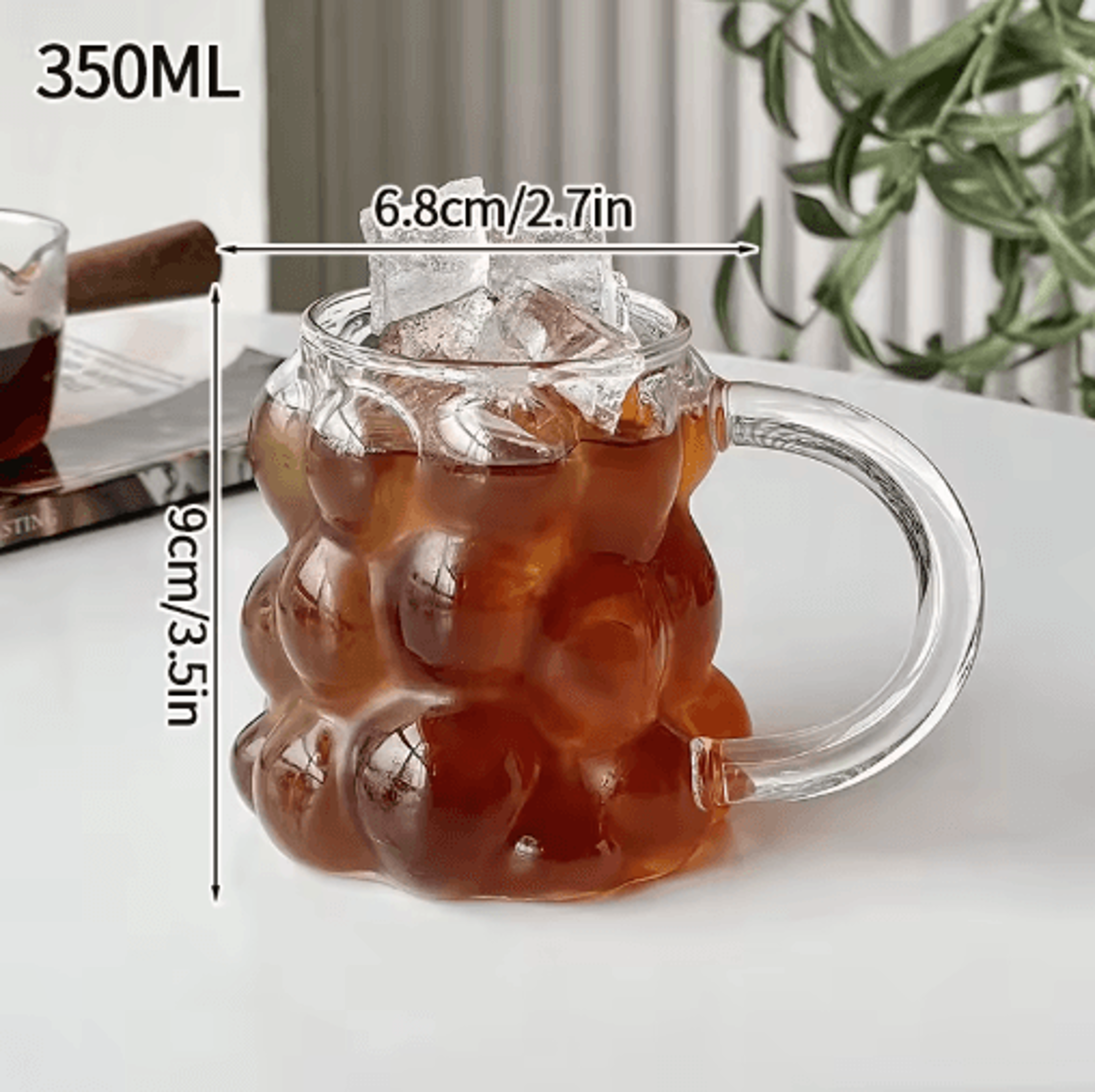 INS Style 3D Rose Glass Cup Heat Resistant Transparent Coffee And Juice Tumbler 9