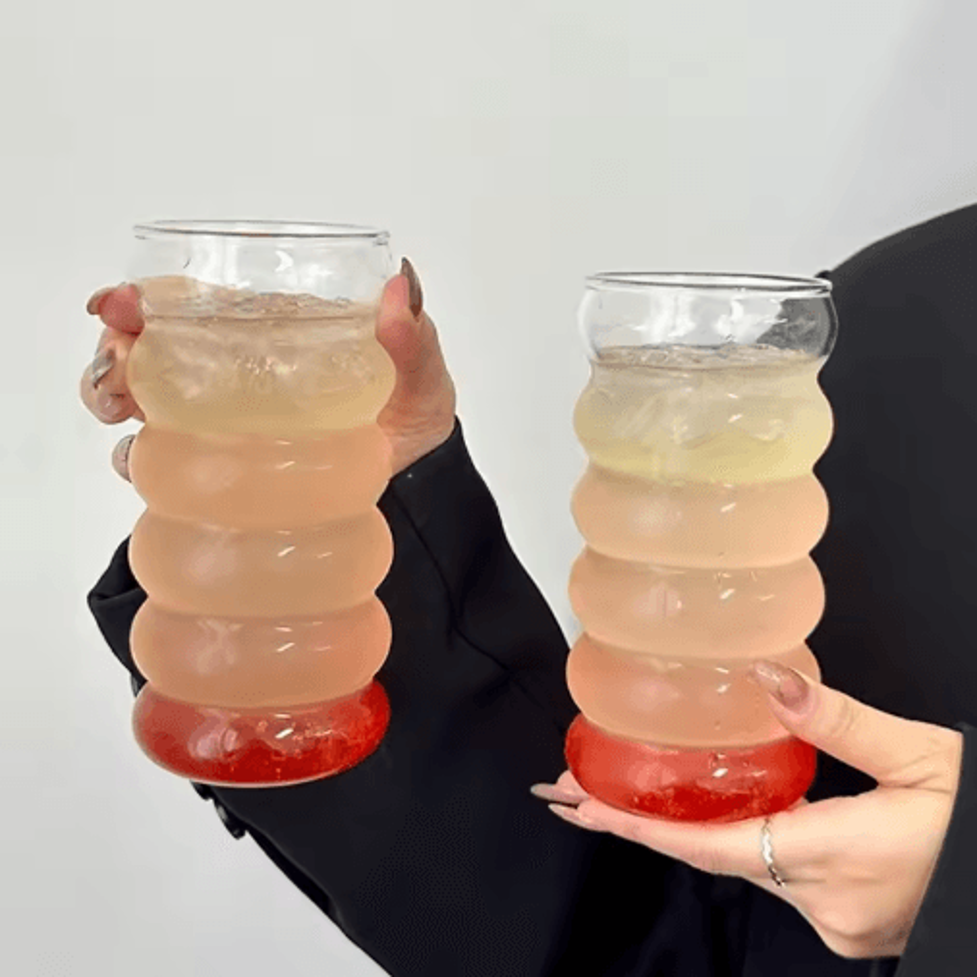 INS Style Transparent Glass Coffee Mug Heat Resistant Ripple Tumbler For Cocktails And Beverages 1  1
