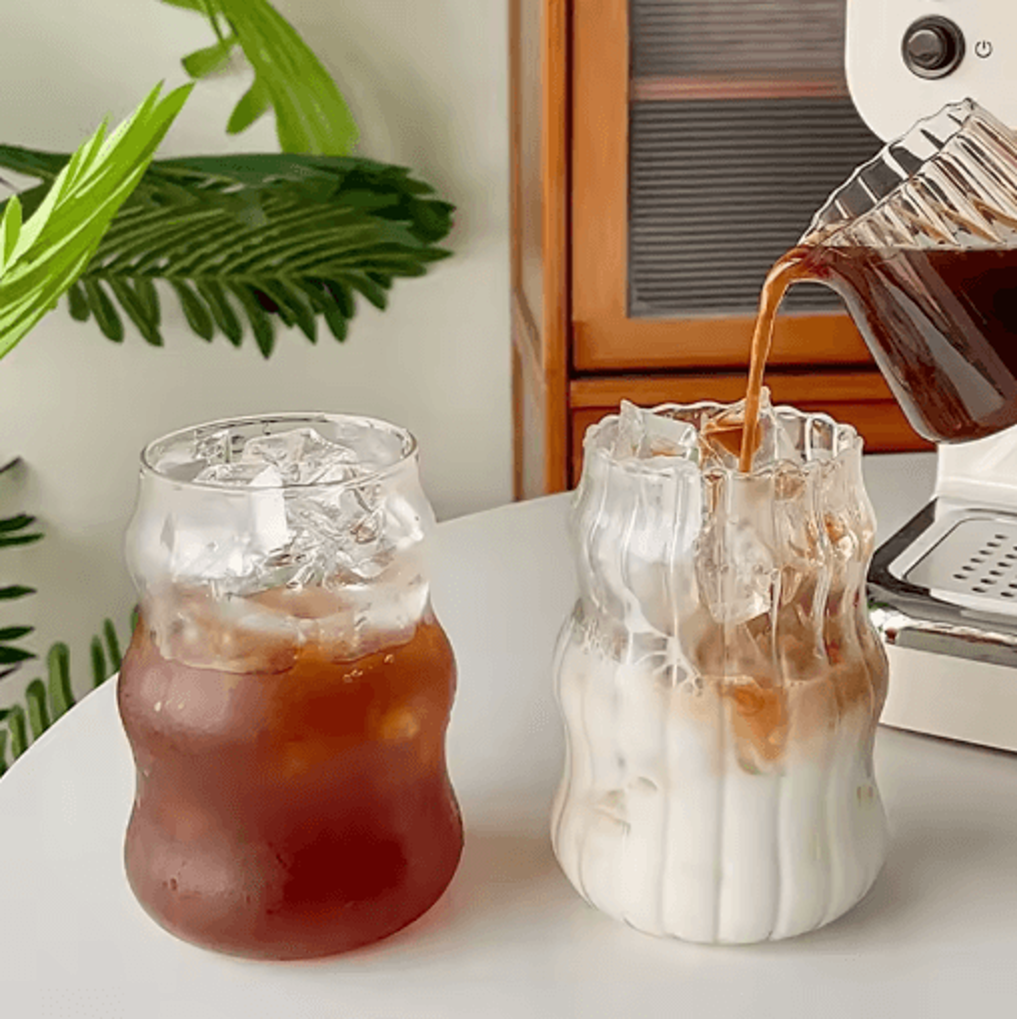 INS Style Transparent Glass Coffee Mug Heat Resistant Ripple Tumbler For Cocktails And Beverages 1  7