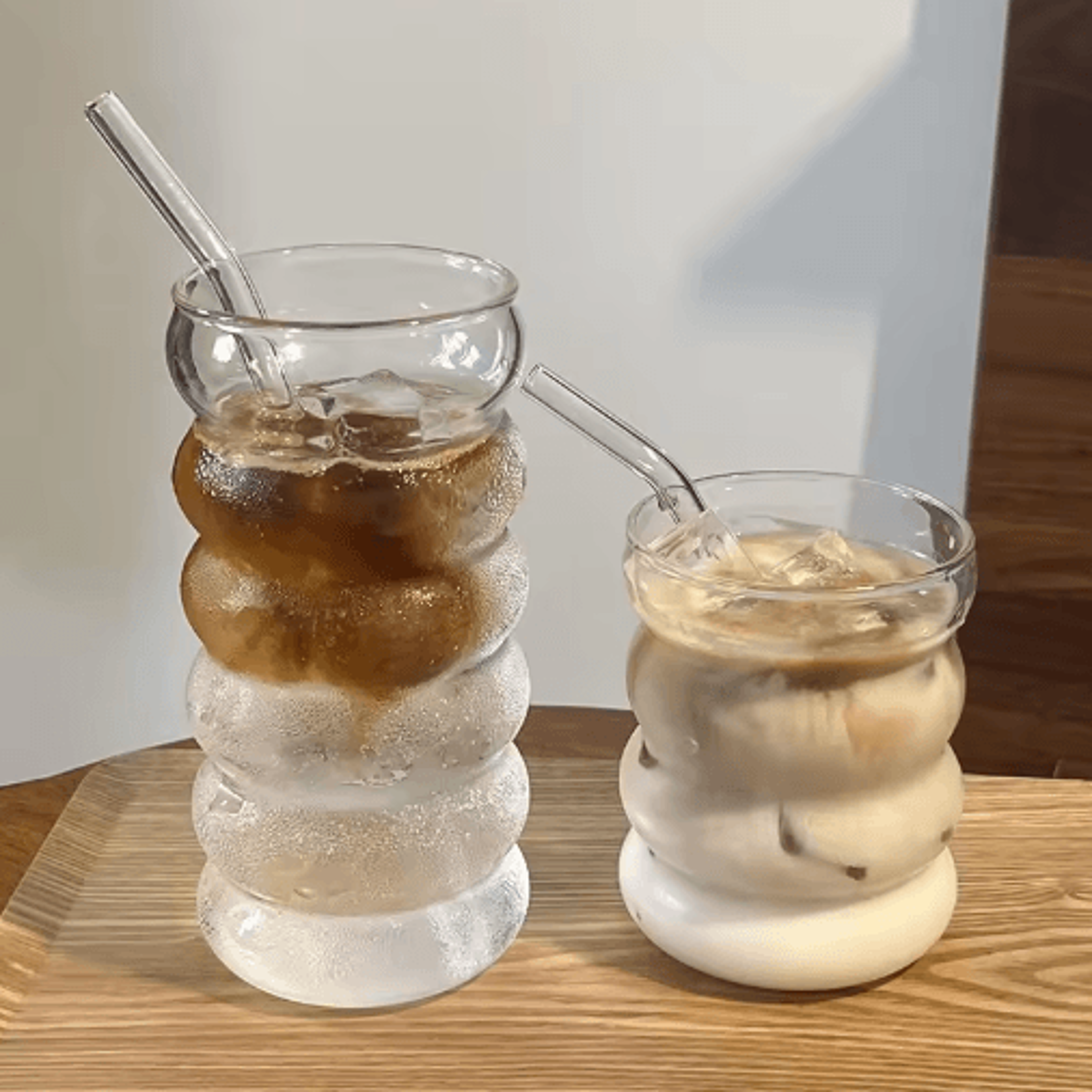 INS Style Transparent Glass Coffee Mug Heat Resistant Ripple Tumbler For Cocktails And Beverages 1  10
