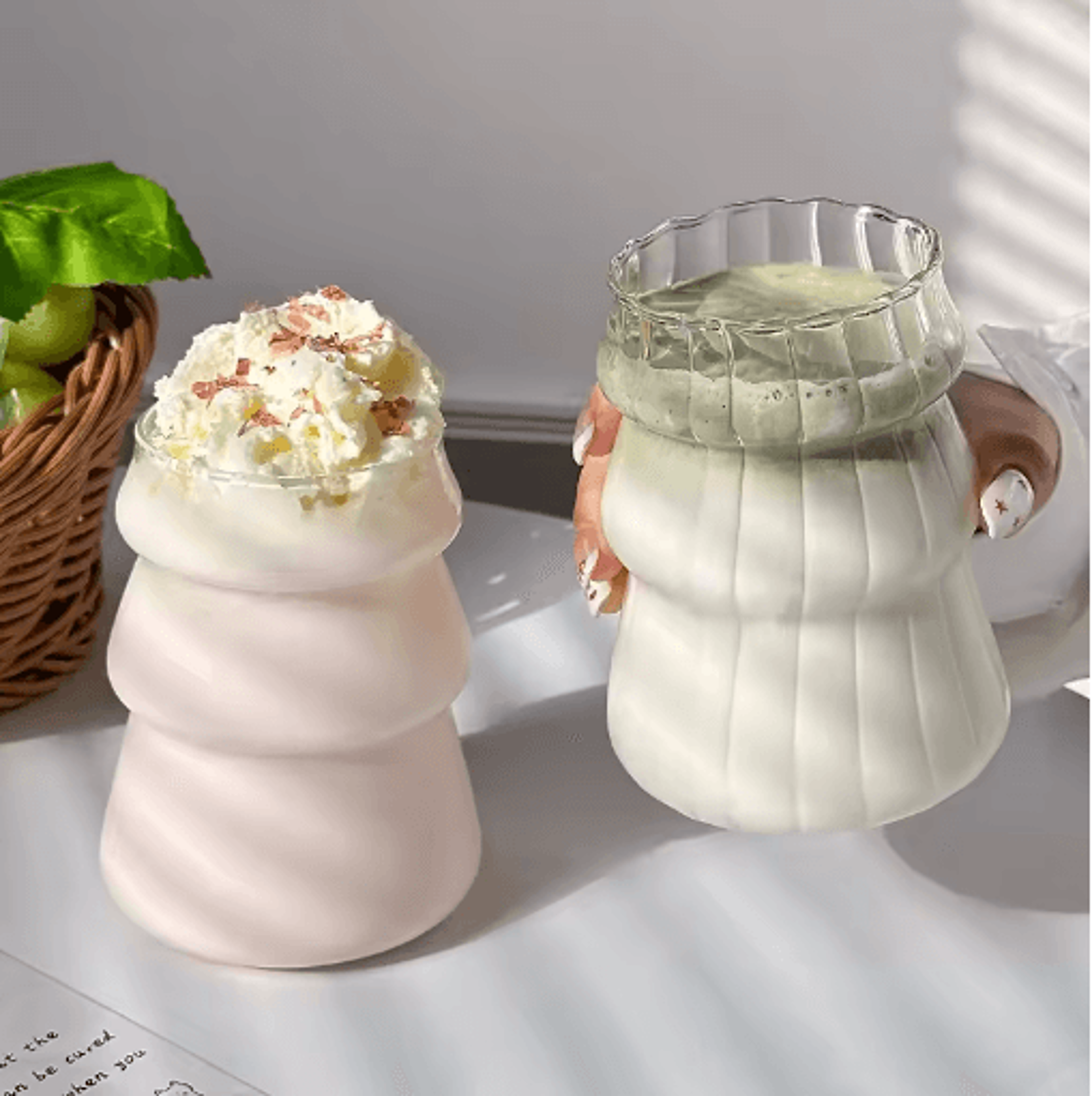 INS Style Transparent Glass Coffee Mug Heat Resistant Ripple Tumbler For Cocktails And Beverages 1  9