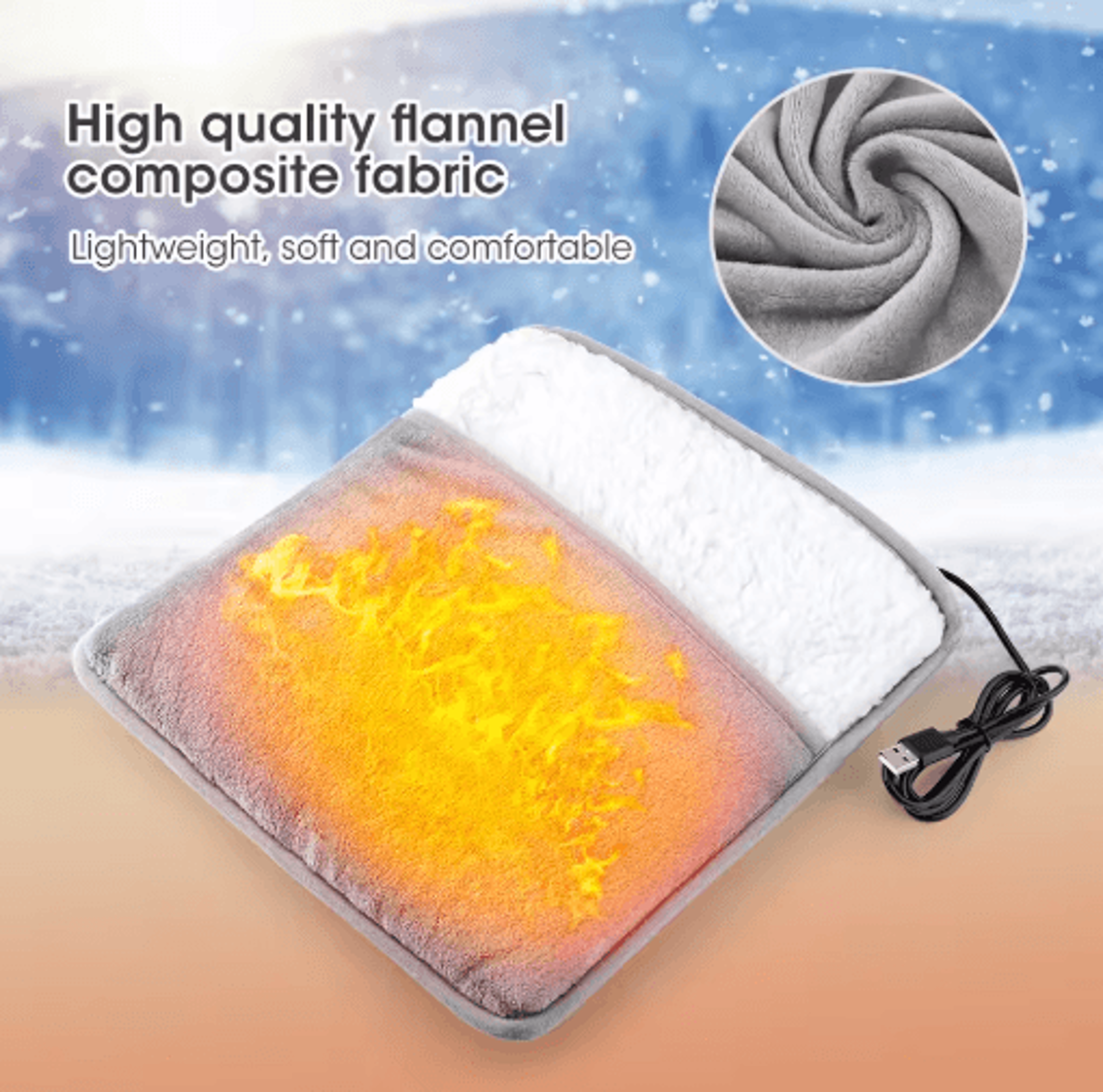 Winter Electric Foot Heating Pad  USB Plush Foot Warmer Mat For Cozy Sleep  Home Comfort 8