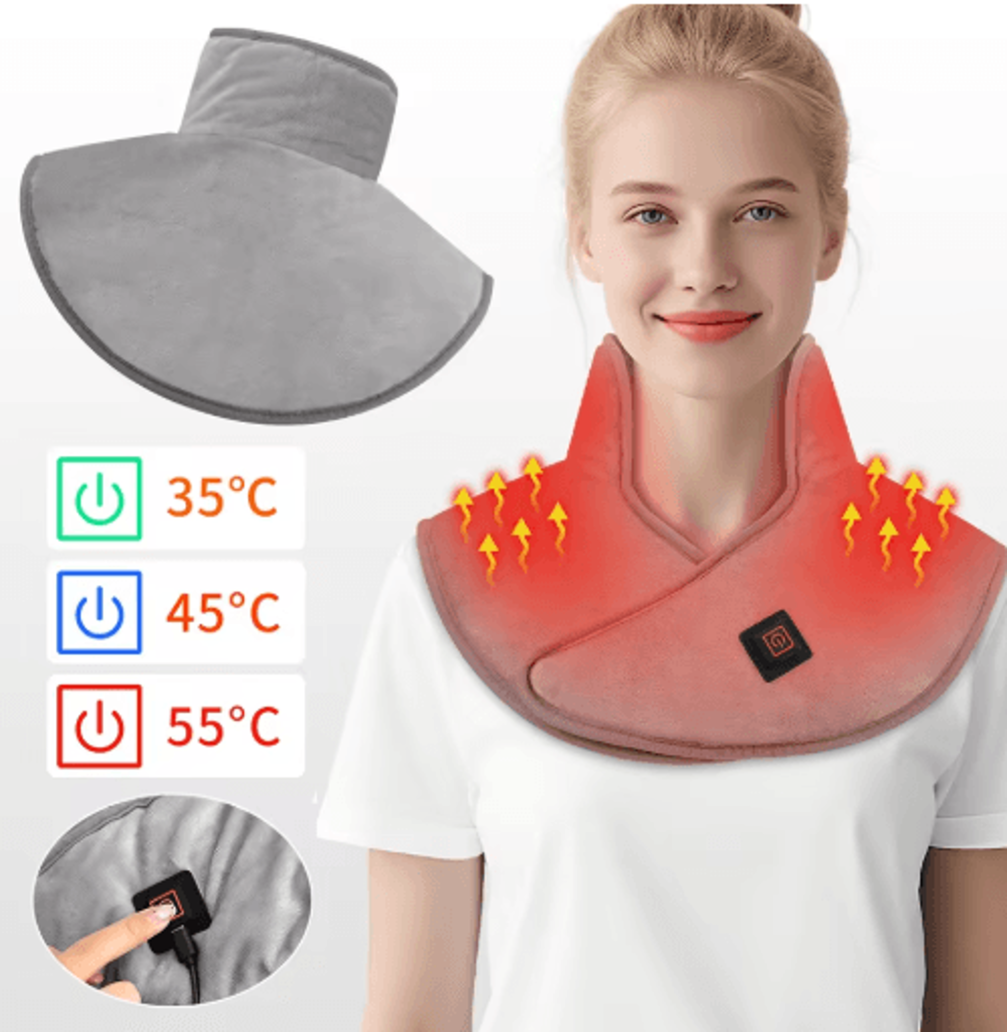 Electric Heating Shoulder  Neck Pad  Cervical Thermal Wrap With 3 Heat Levels For Home  Office 0