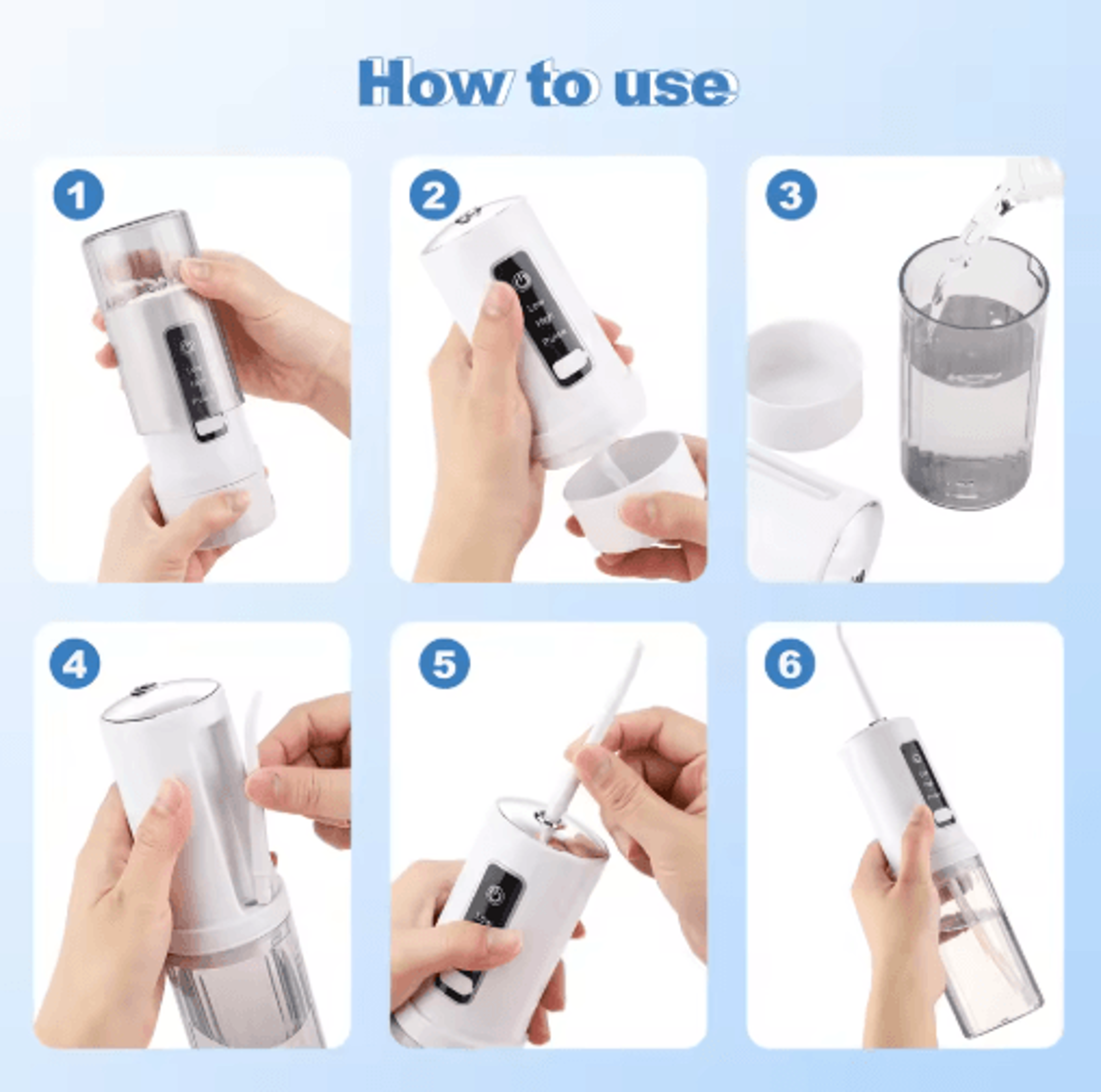 Cordless Water Dental Flosser  3Mode Rechargeable Portable Oral Irrigator IPX7 Waterproof 3