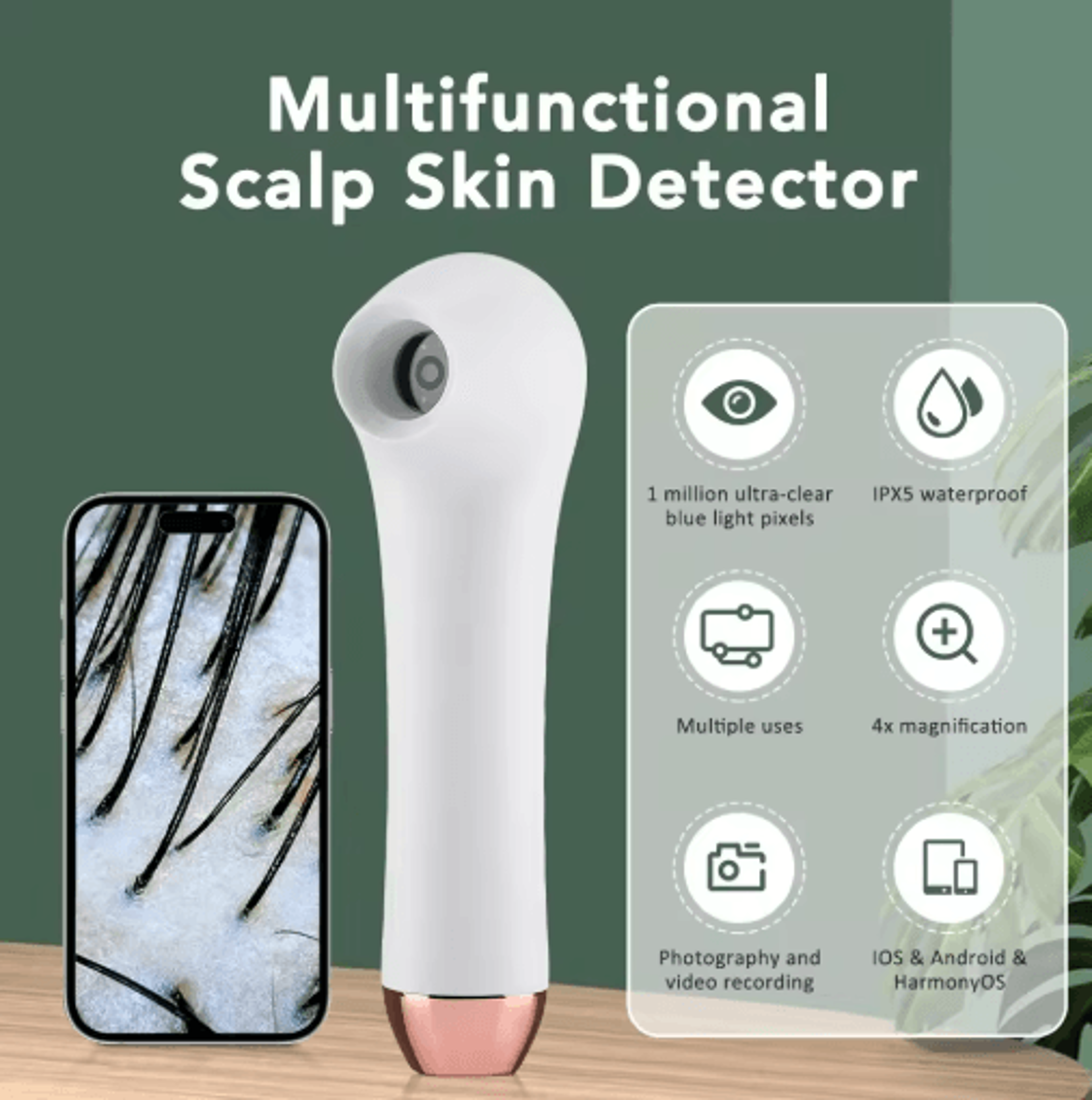 DermaScope Pro Wireless Skin Analyzer  Scalp Detection Dermatoscope 5