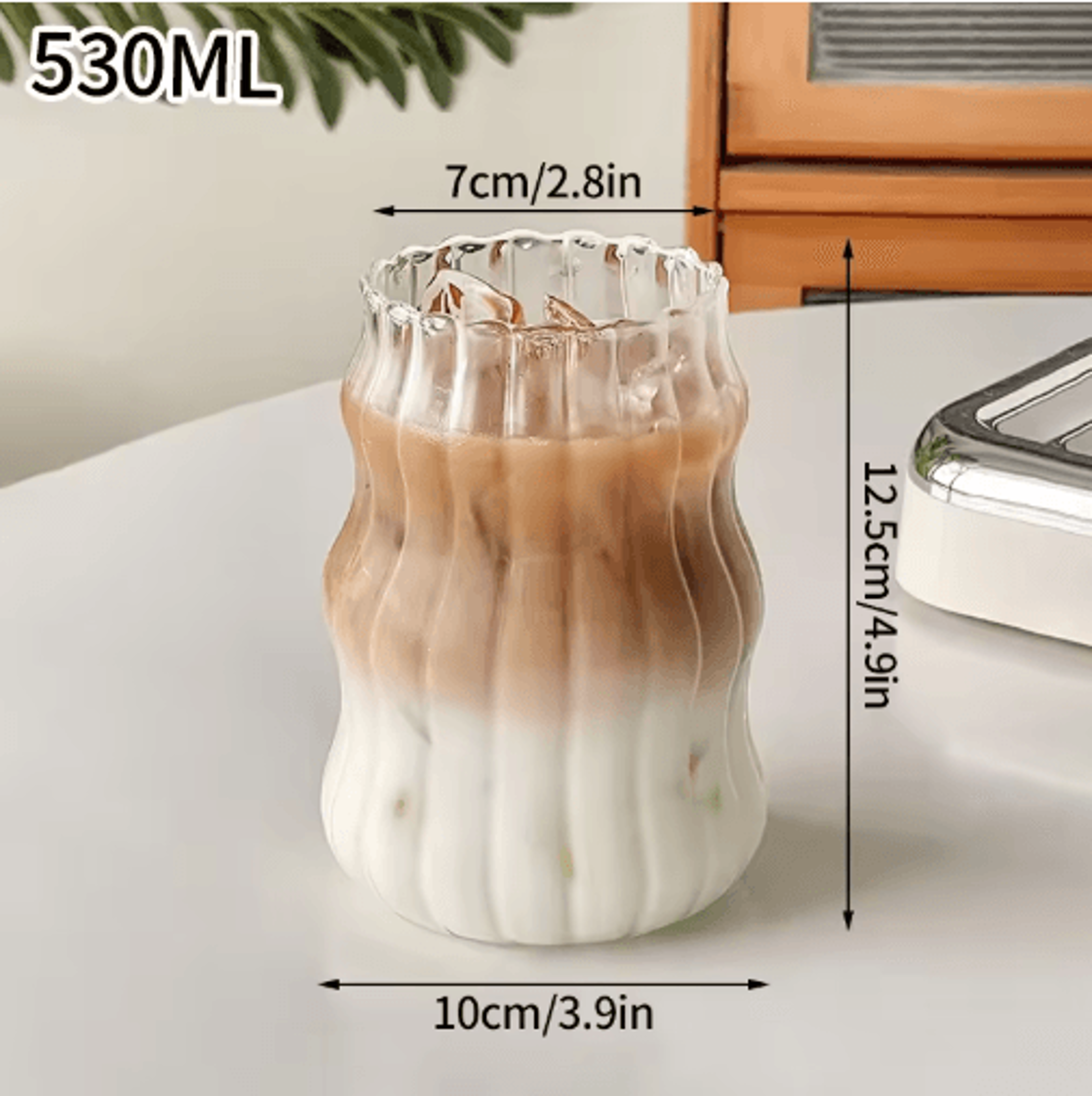 RippleWave Transparent Drinking Glass  Creative Wave Iced Coffee Tumbler 12