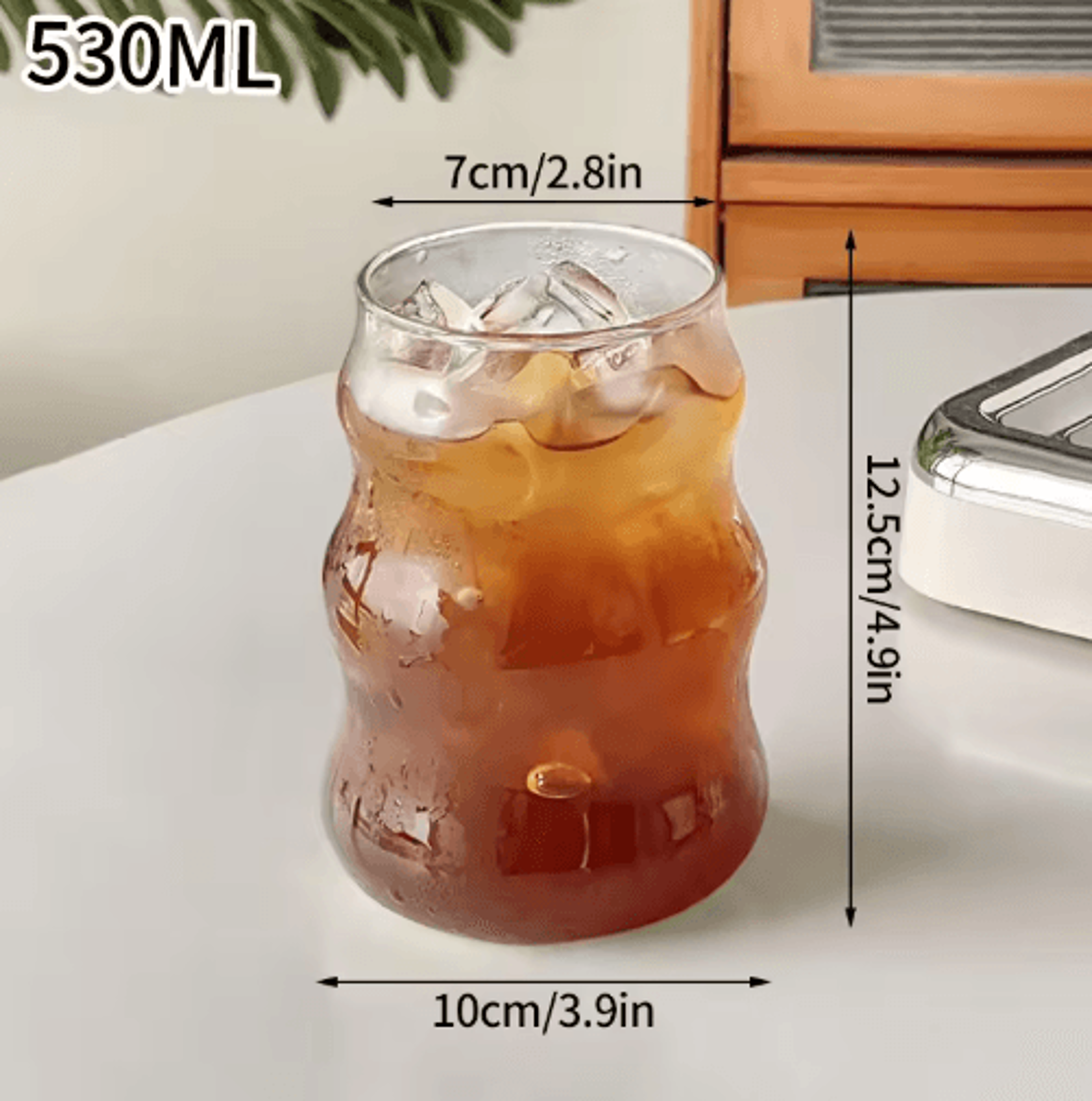 RippleWave Transparent Drinking Glass  Creative Wave Iced Coffee Tumbler 15