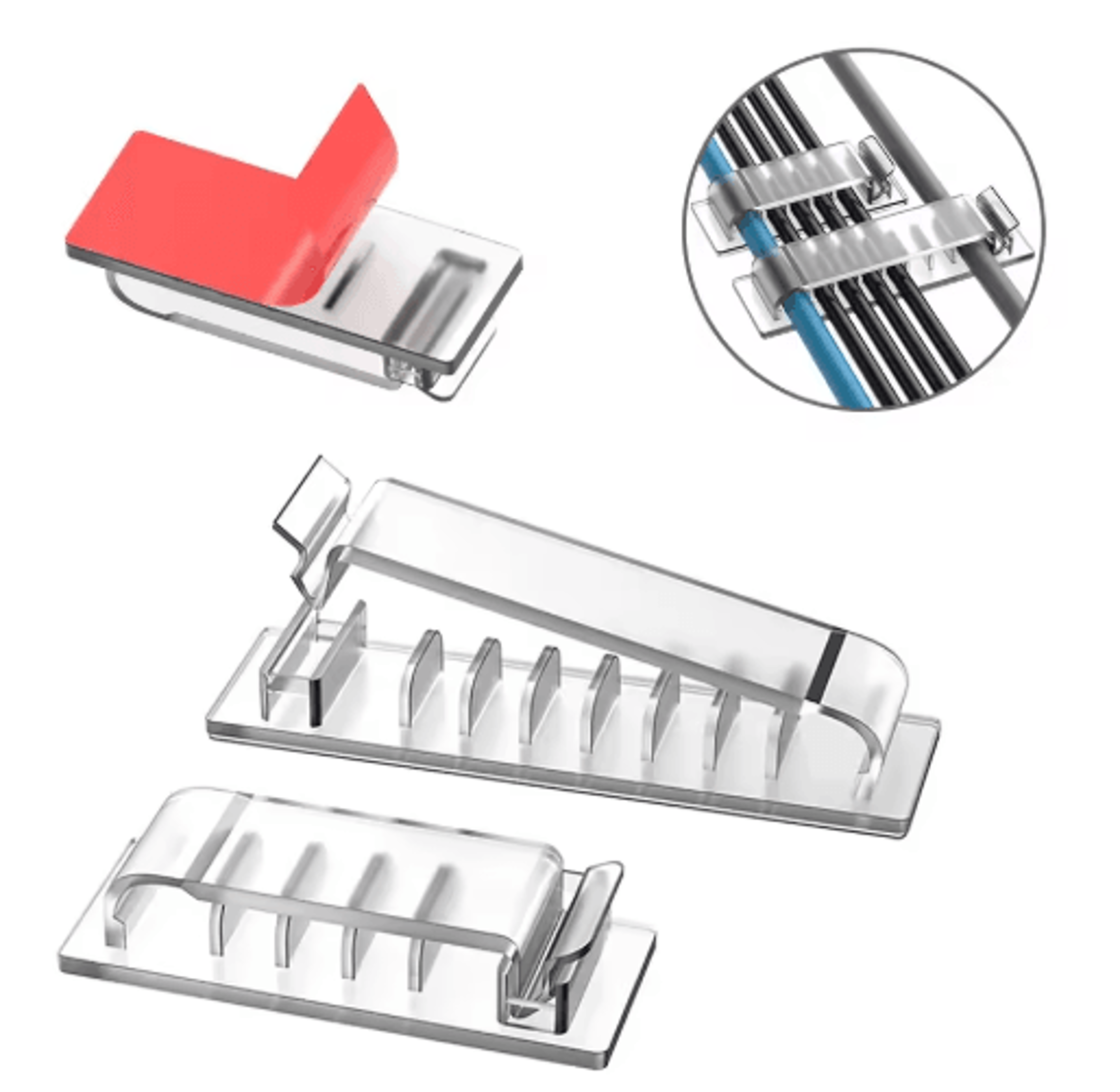 SelfAdhesive MultiSlot Cable Organizer Clips For Desk  UnderDesk Use 0