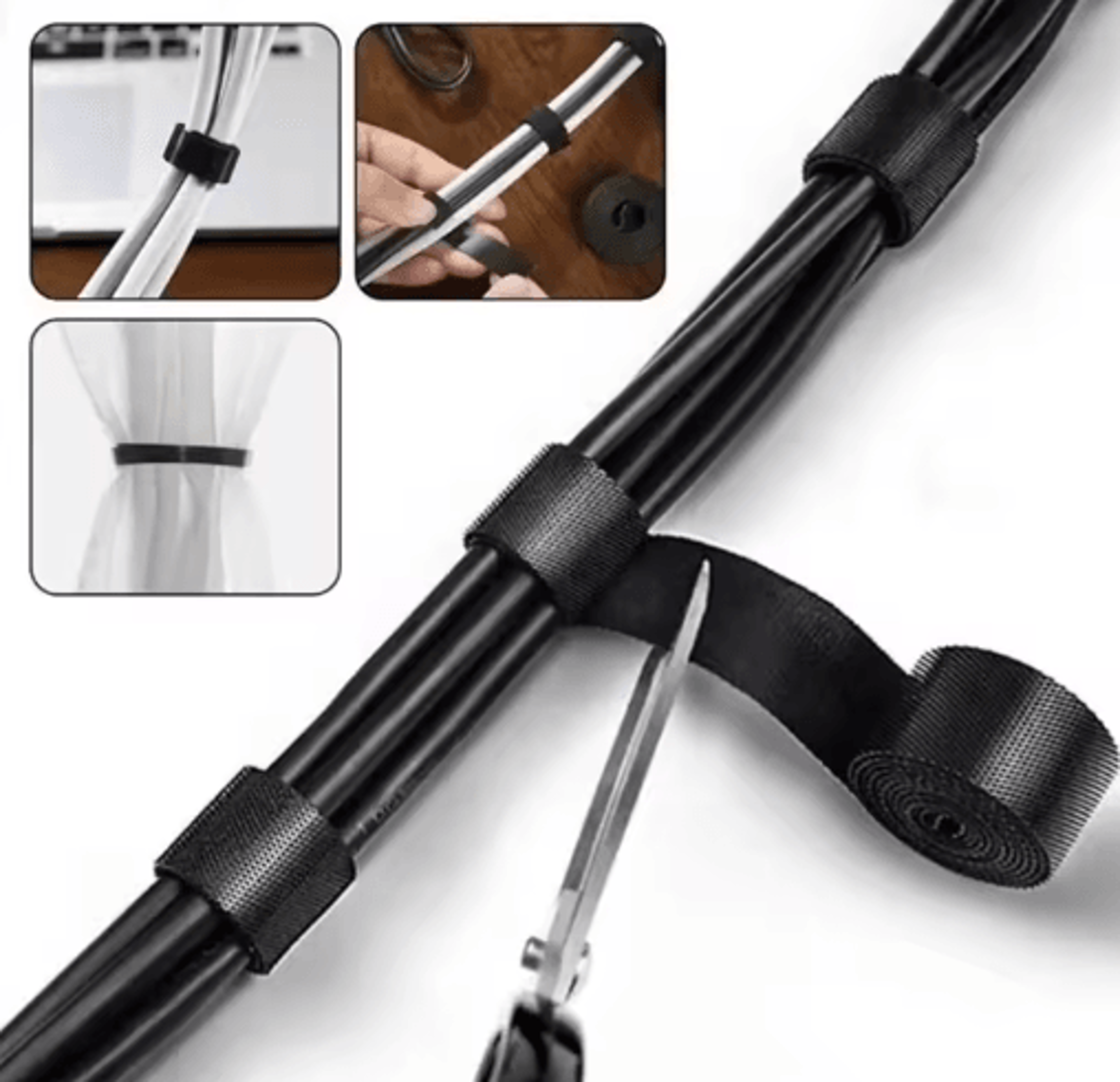 5M Reusable Cable Organizer Straps  FreeCut Fastening Tape For Desk  Wire Storage 6