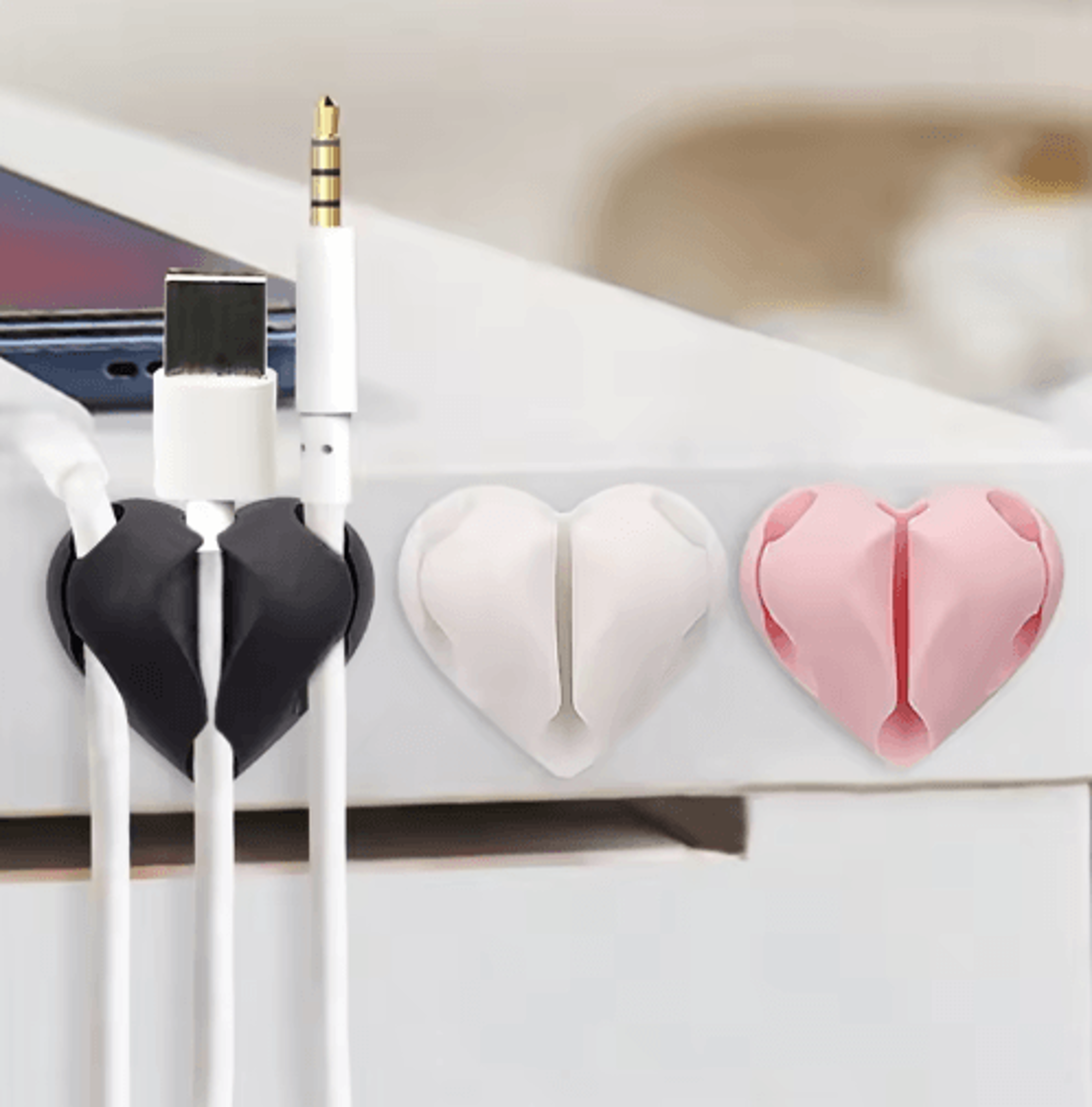 HeartShaped Mini Cable Winder Organizer Clips  Set Of 2 0