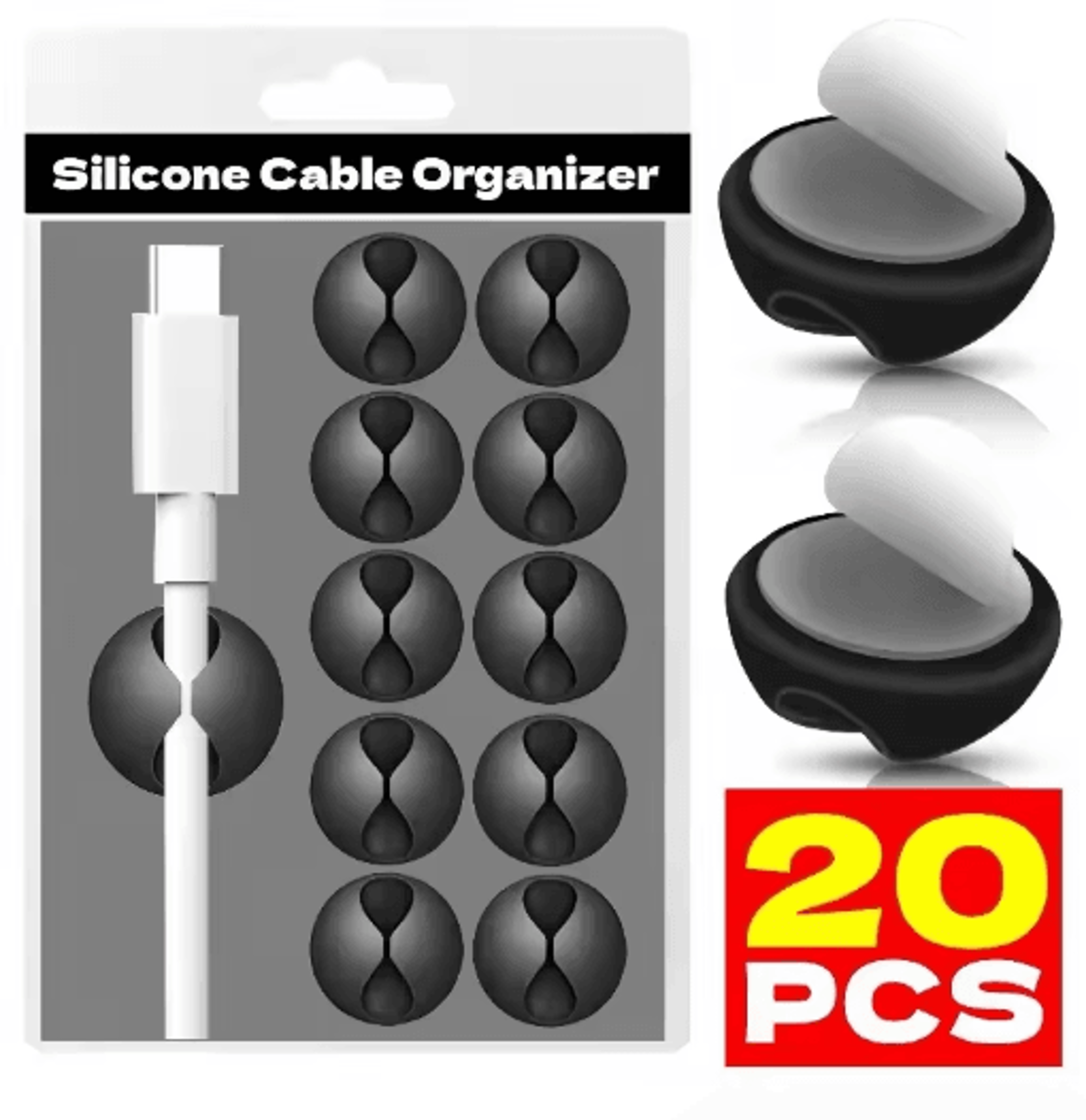 Silicone SelfAdhesive Cable Clips  Phone Cord Holder Organizer 0