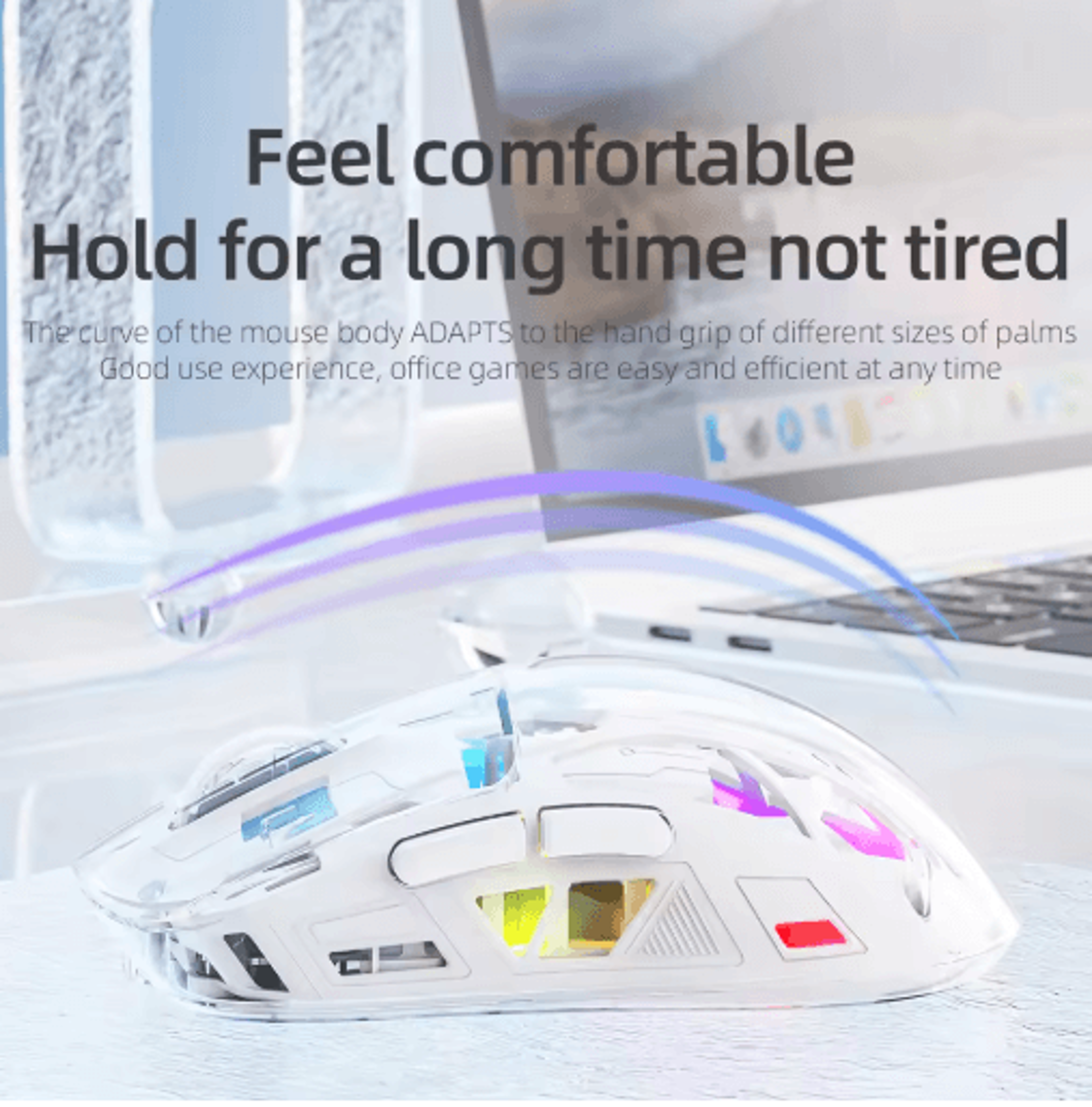 A2 Transparent Digital Display RGB Bluetooth Mouse Wireless Dual Mode Connection Win Mac 6