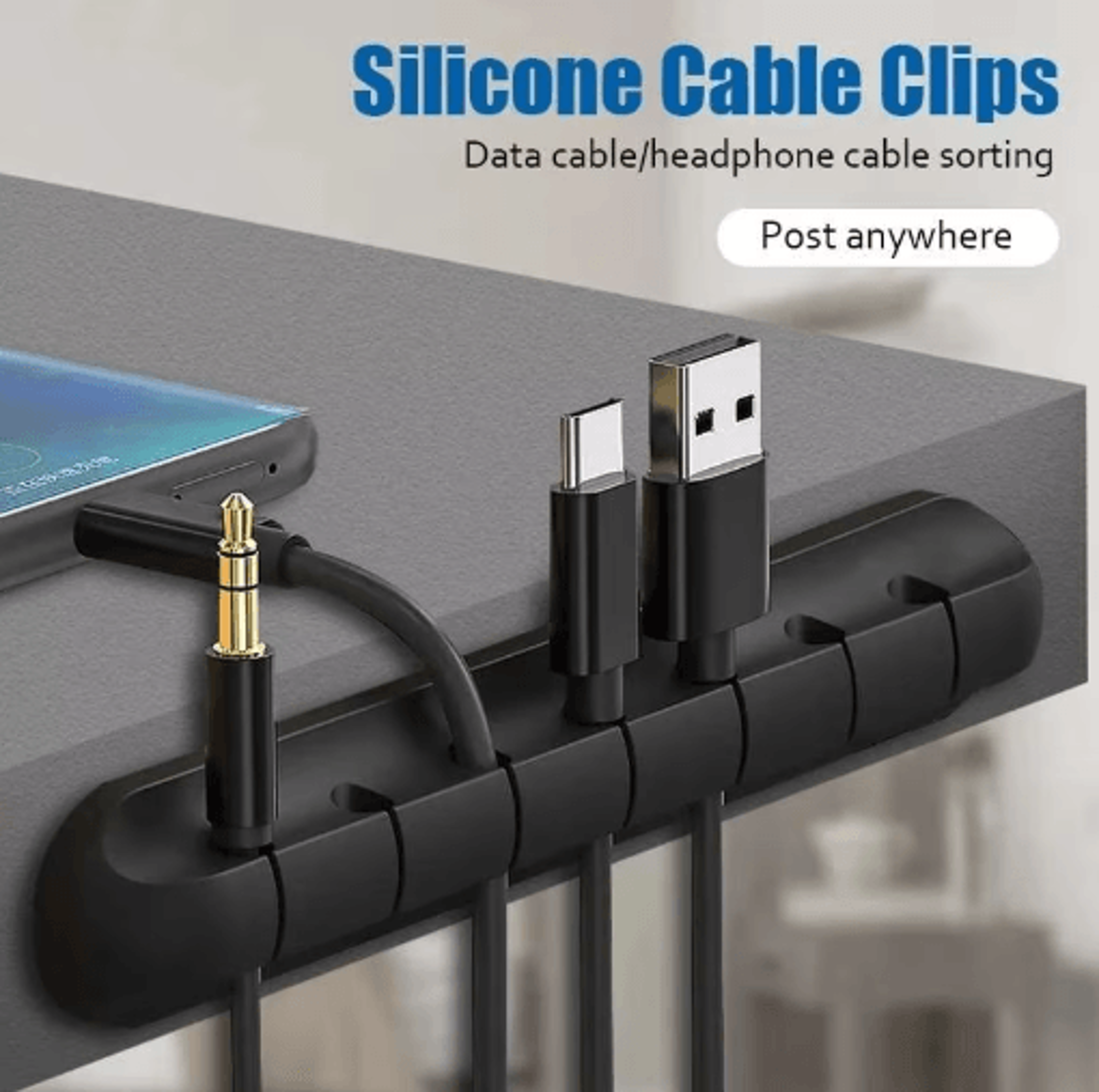 Silicone USB Cable Organizer And Desktop Cable Winder Clips 8