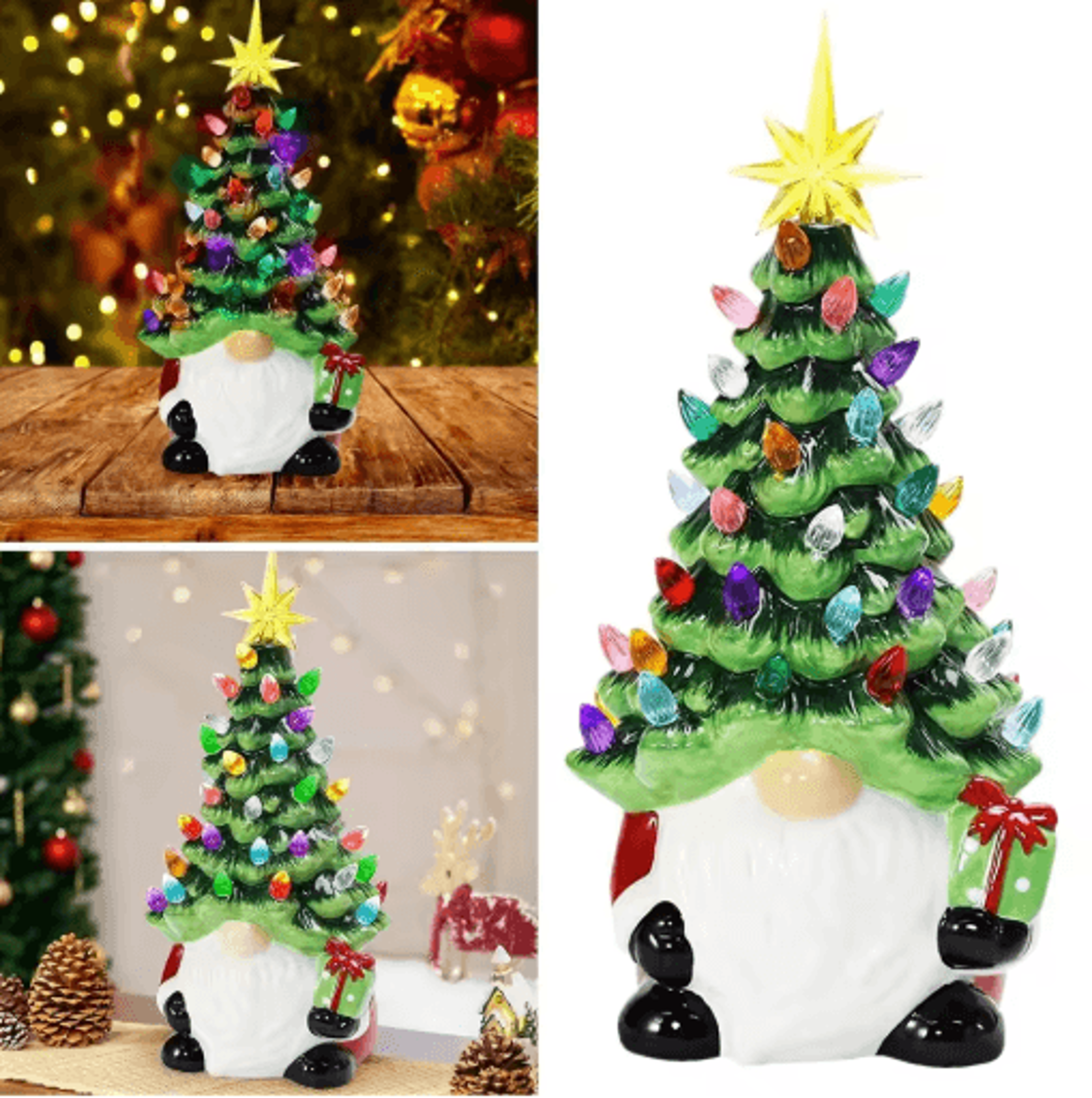Christmas Gnome Lighted Tree Tabletop Ornament 1