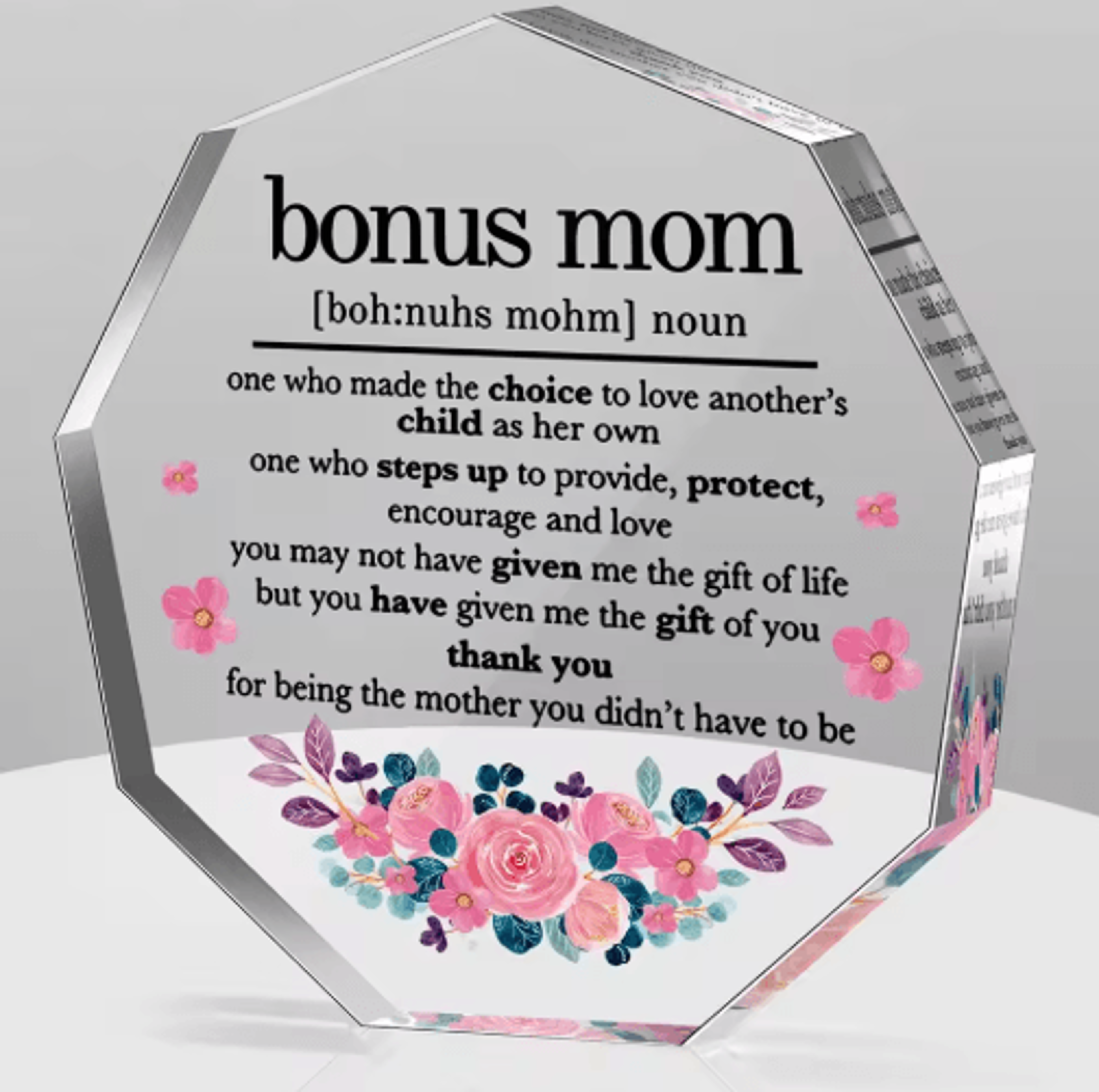 Bonus Mom Acrylic Decorative Plaque Gift 1