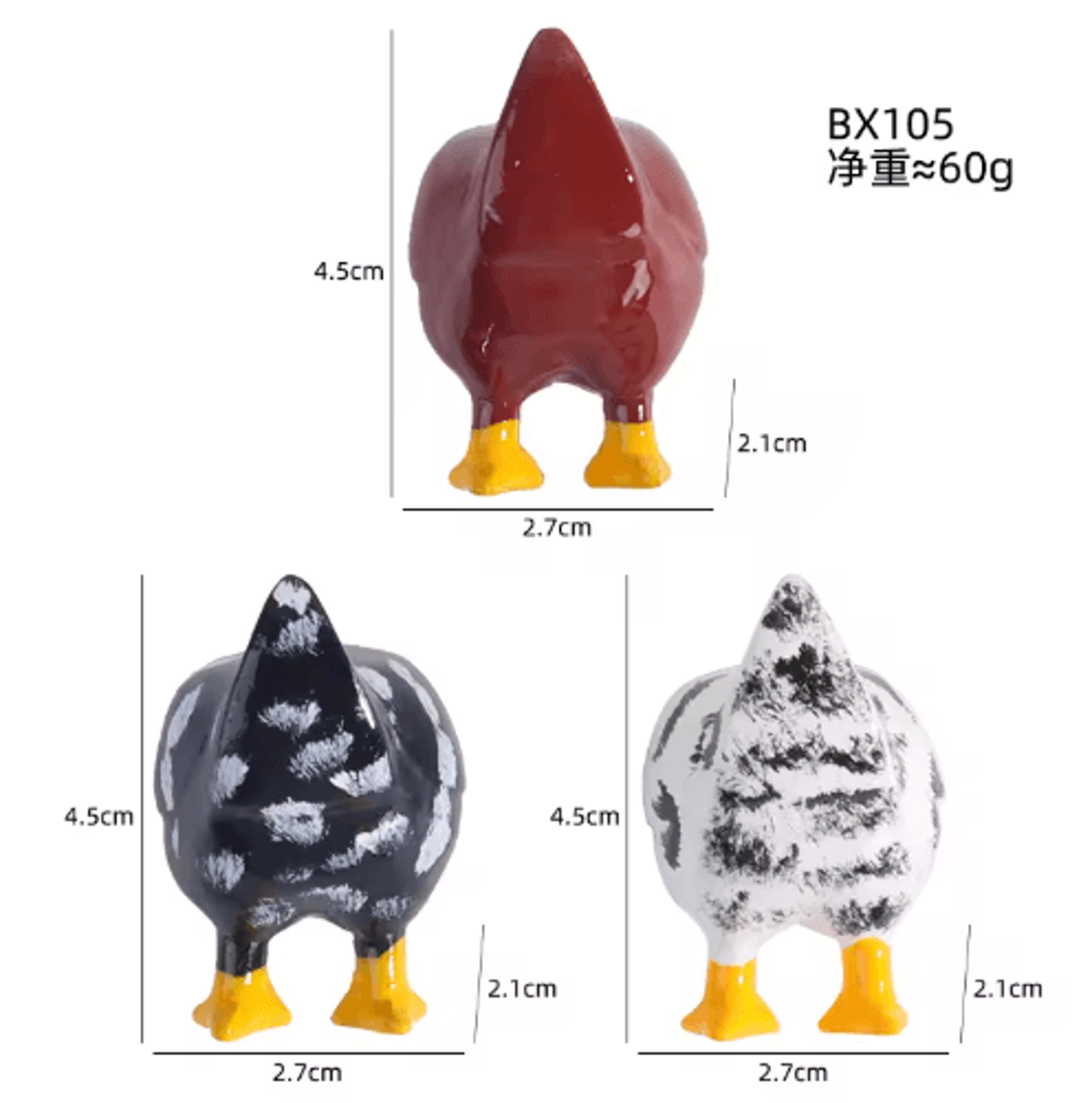 Funny Chicken Butt Resin Fridge Magnets  3Piece Decorative Set 2