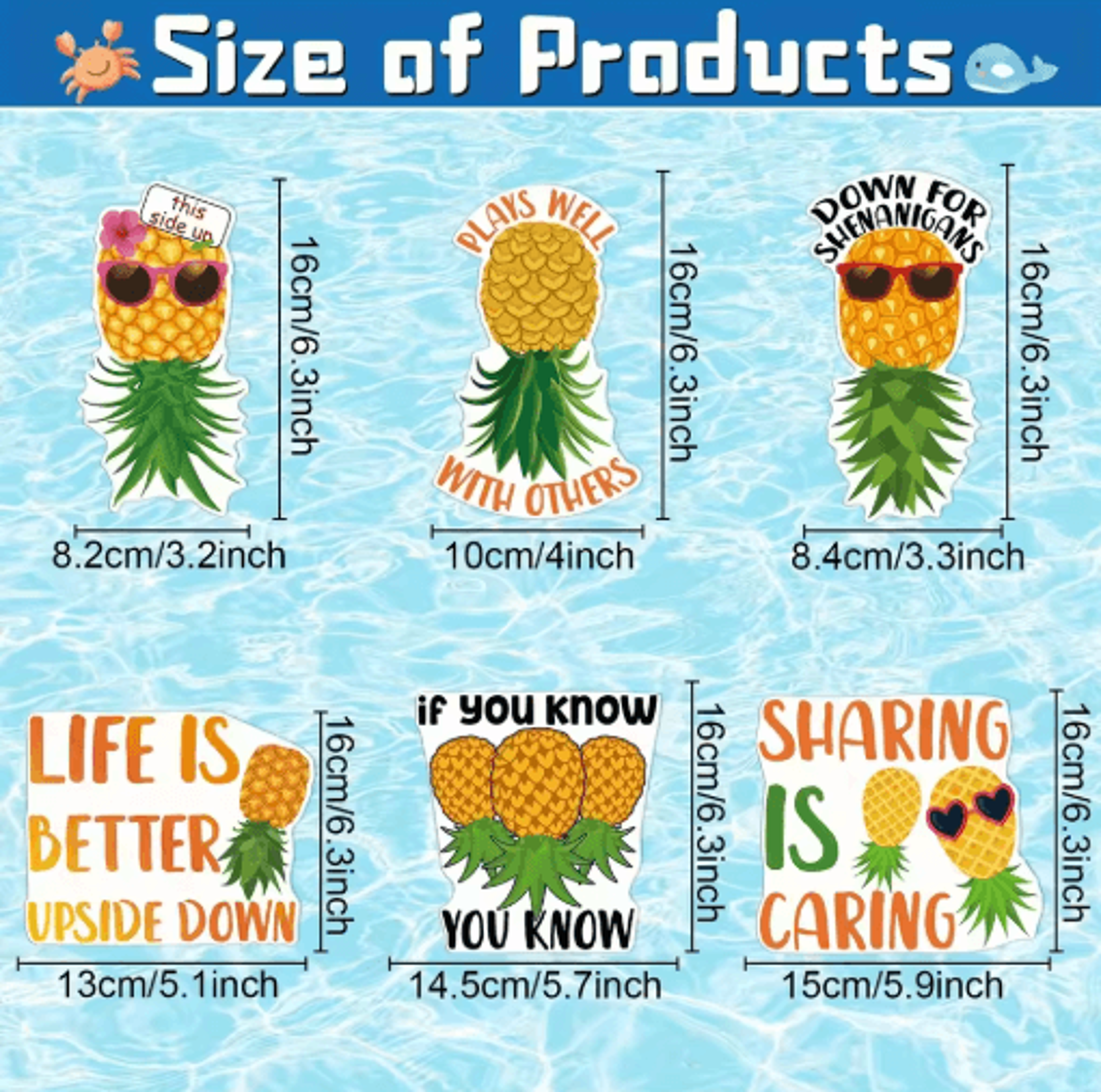 Upside Down Pineapple Magnetic Cruise Door Decorations  6Piece Set 4