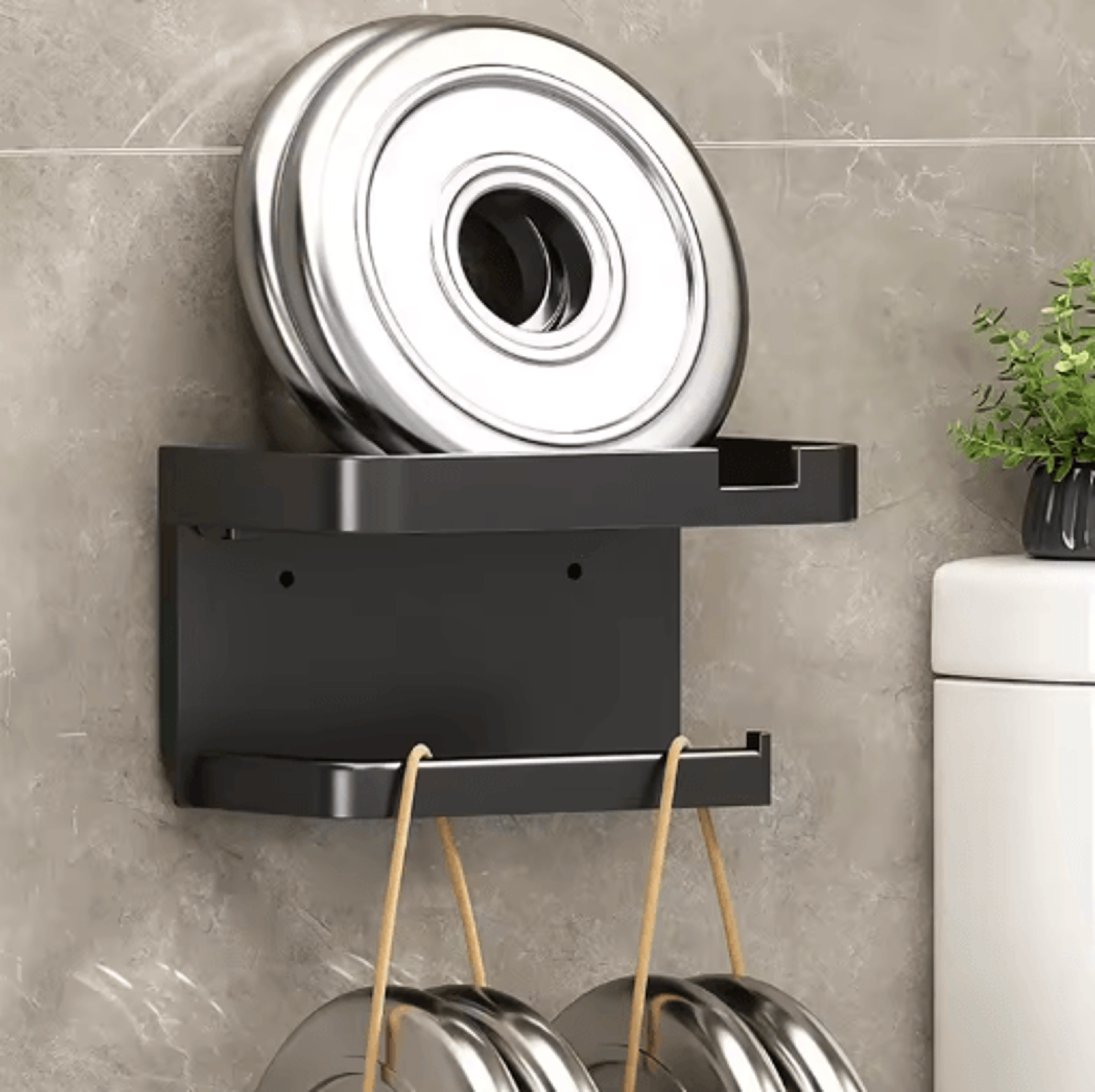 WallMounted Toilet Paper Holder With Storage Shelf For Bathroom  Kitchen 7
