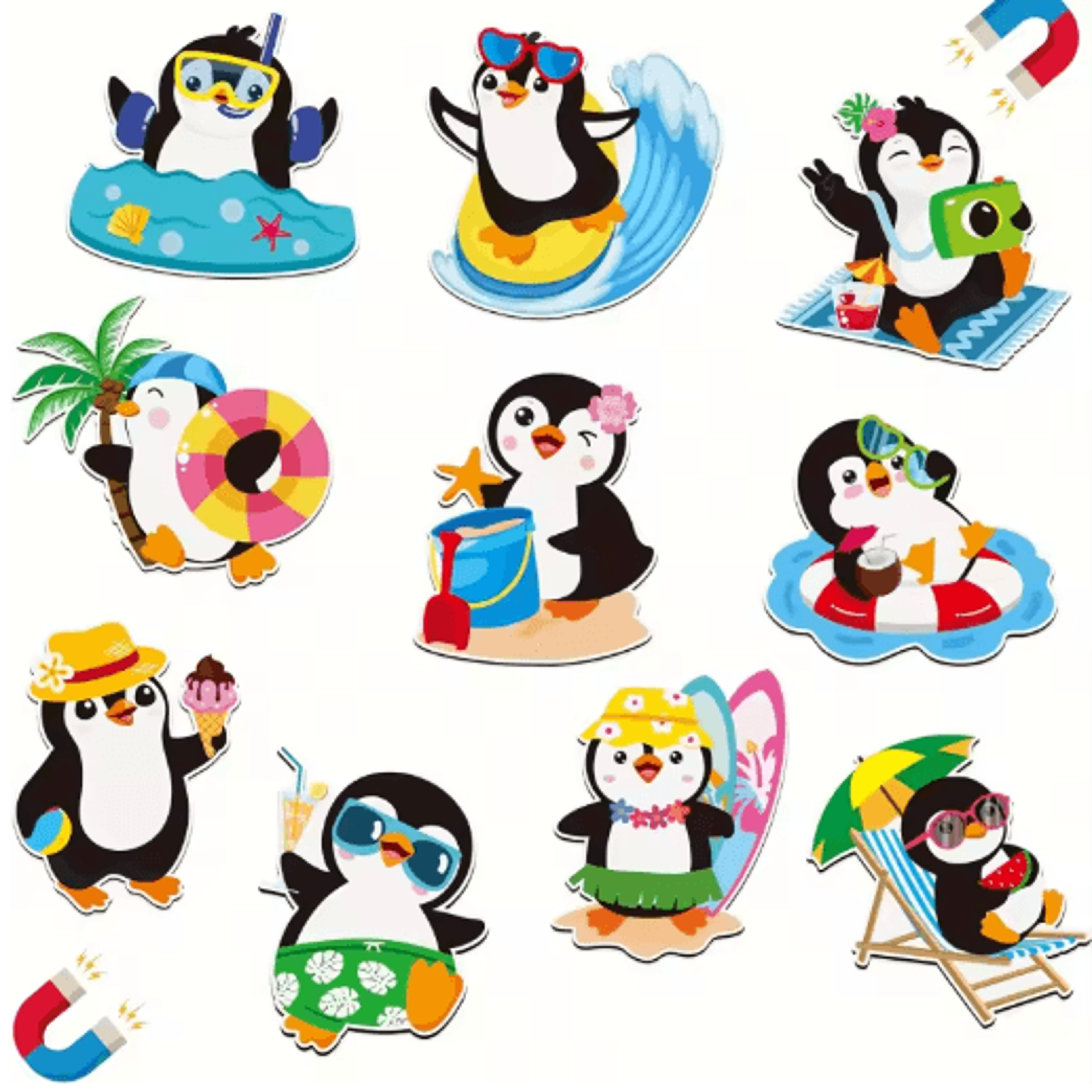 Cute Penguin Cruise Door Magnets Set  10PCS Beach  Pool Theme Decor 0